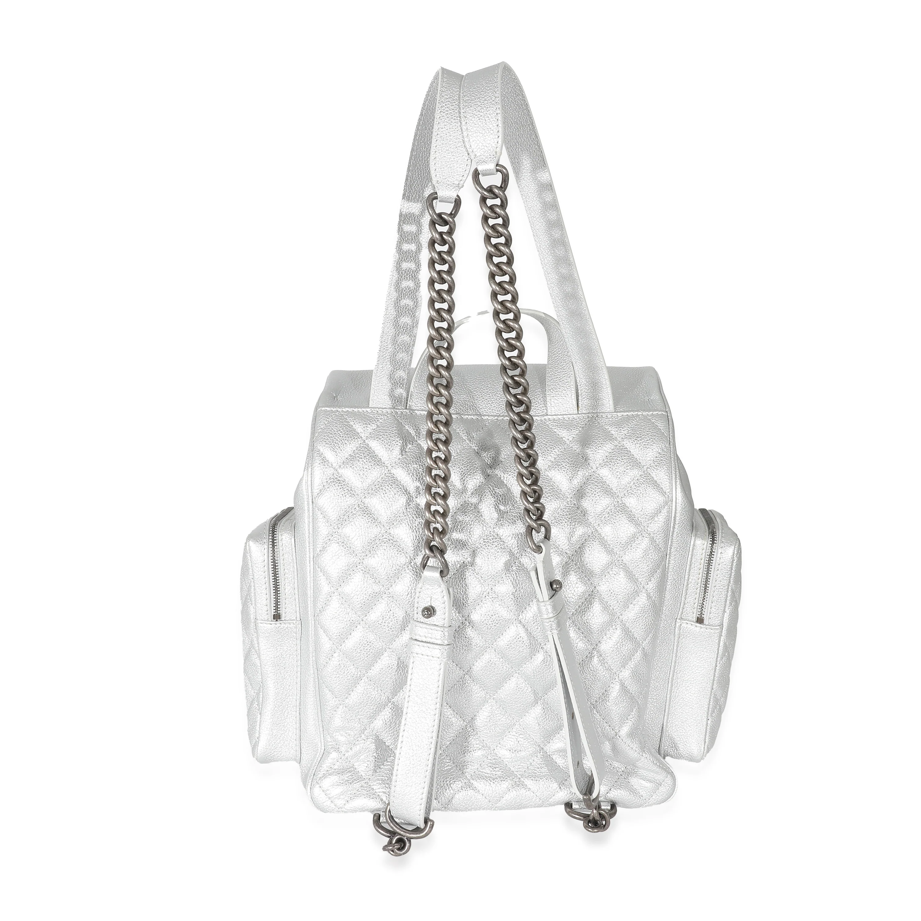 Chanel 16S Silver Grained Calfskin Casual Rock Backpack - Image 5