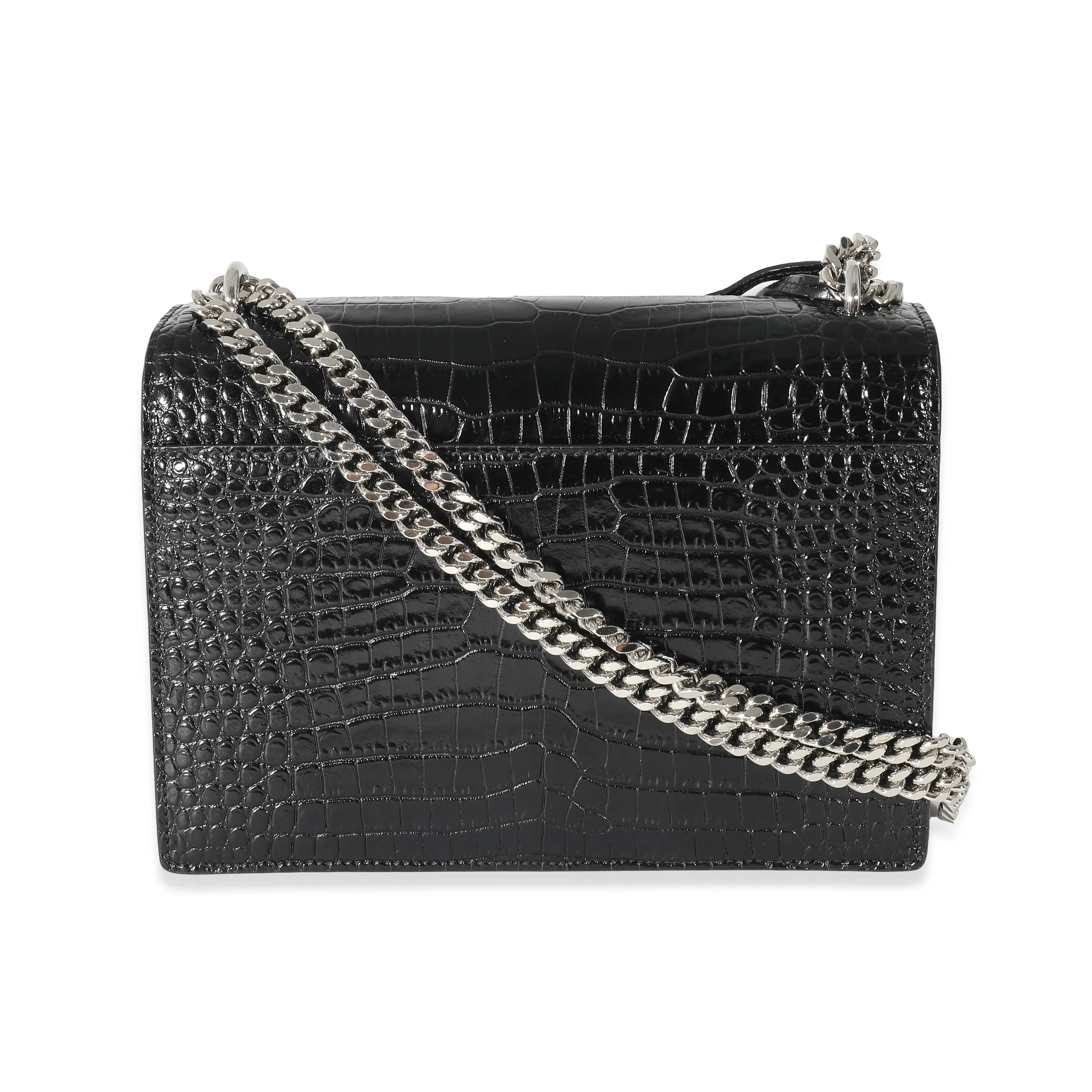 Saint Laurent Black Crocodile Embossed Medium Monogram Sunset - Image 4