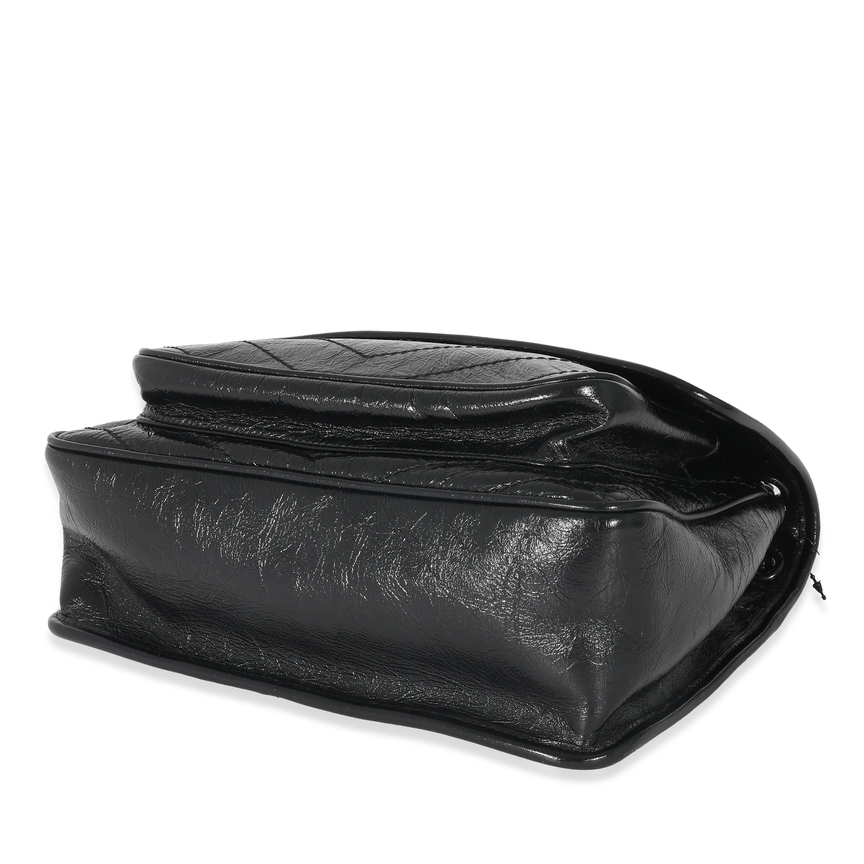 Saint Laurent Black Crinkled Calfskin Medium Niki Bag - Image 7