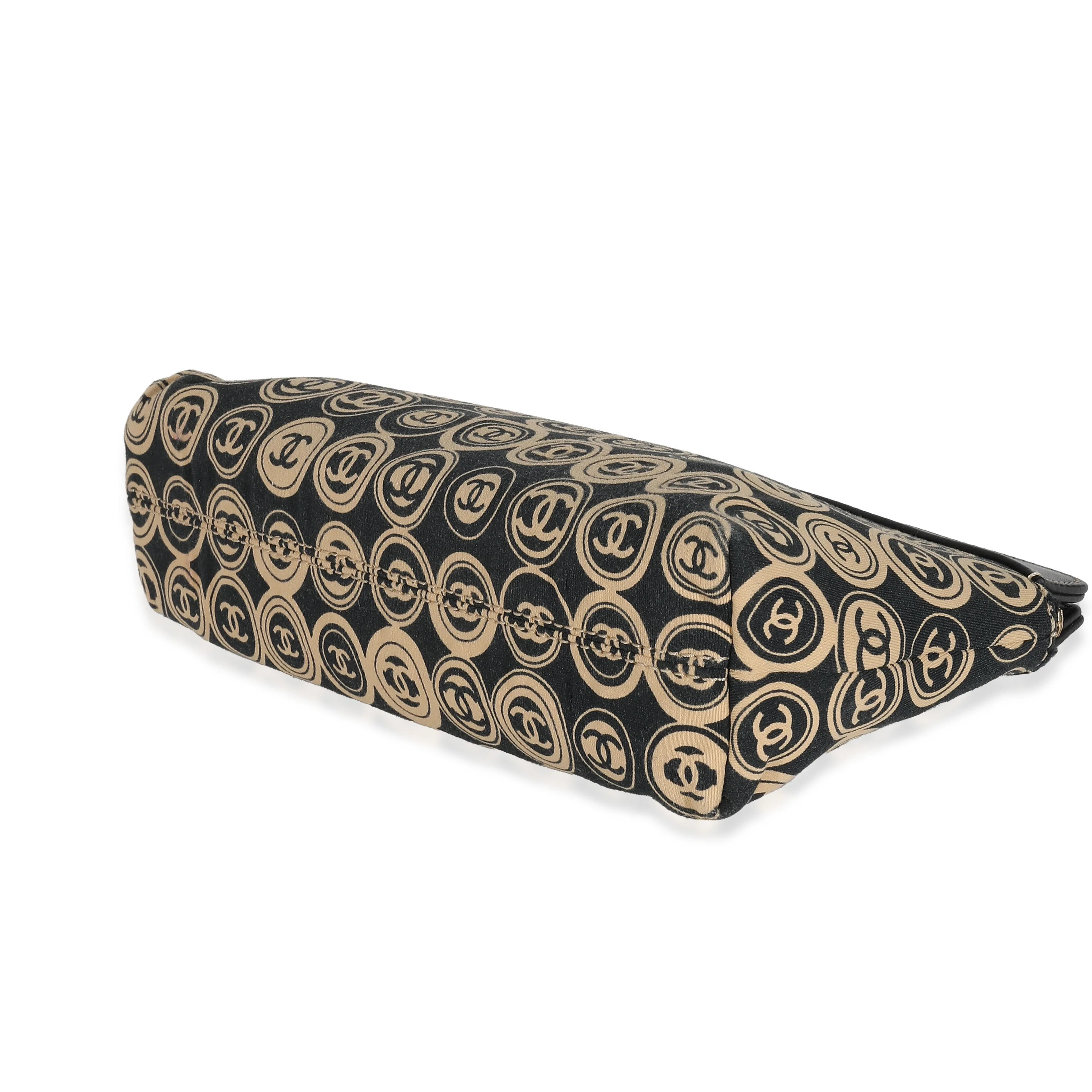 Black Beige Canvas CC Logo Clutch - Image 6