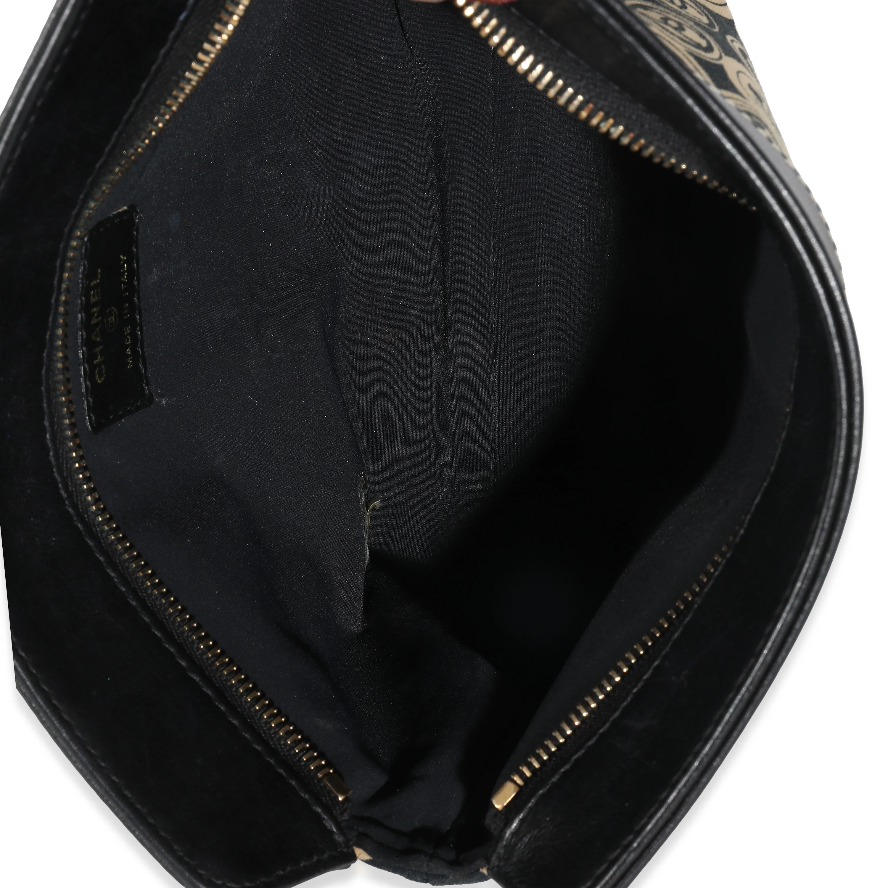 Black Beige Canvas CC Logo Clutch - Image 8