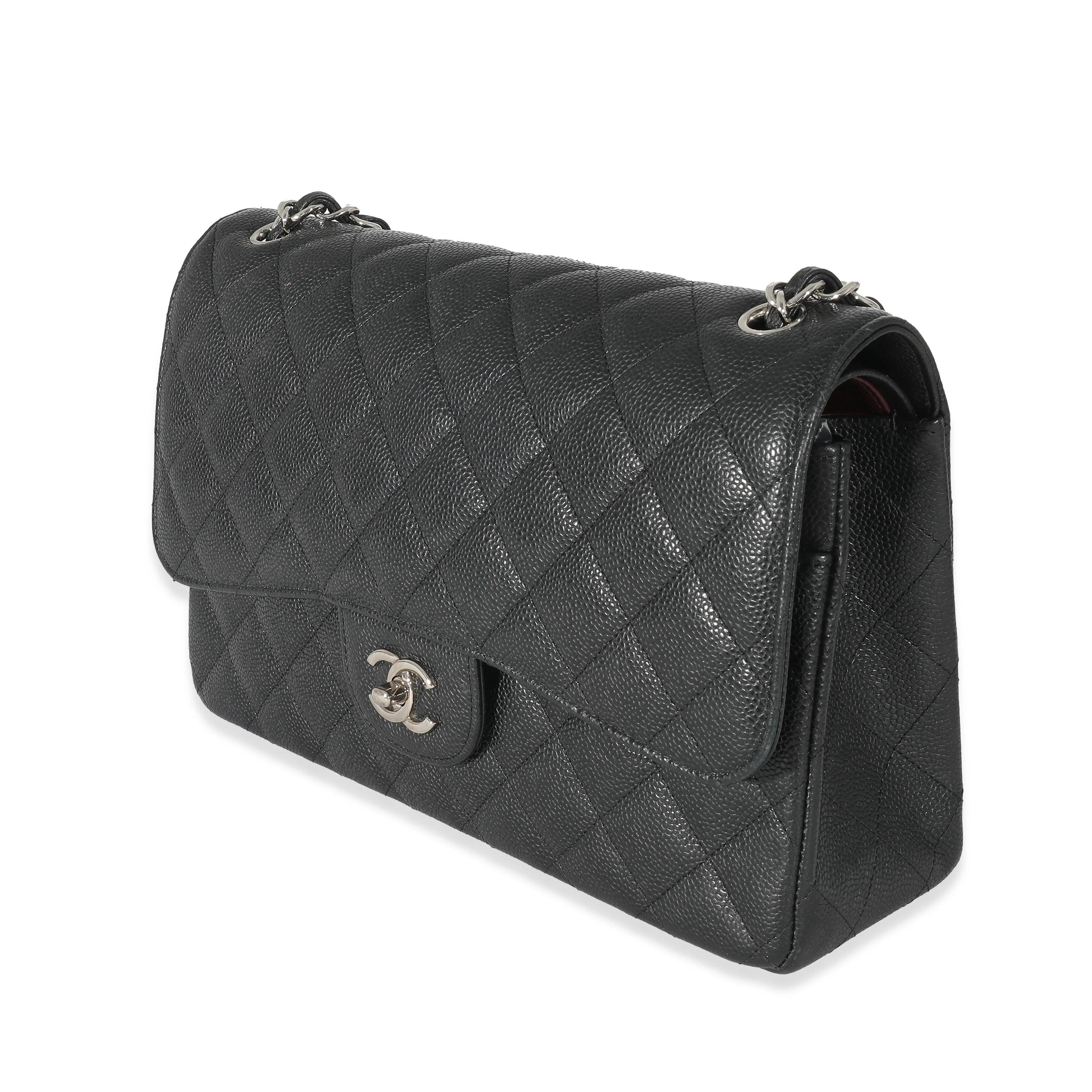 Chanel Black Quilted Caviar Jumbo Double Flap Bag - Image 2