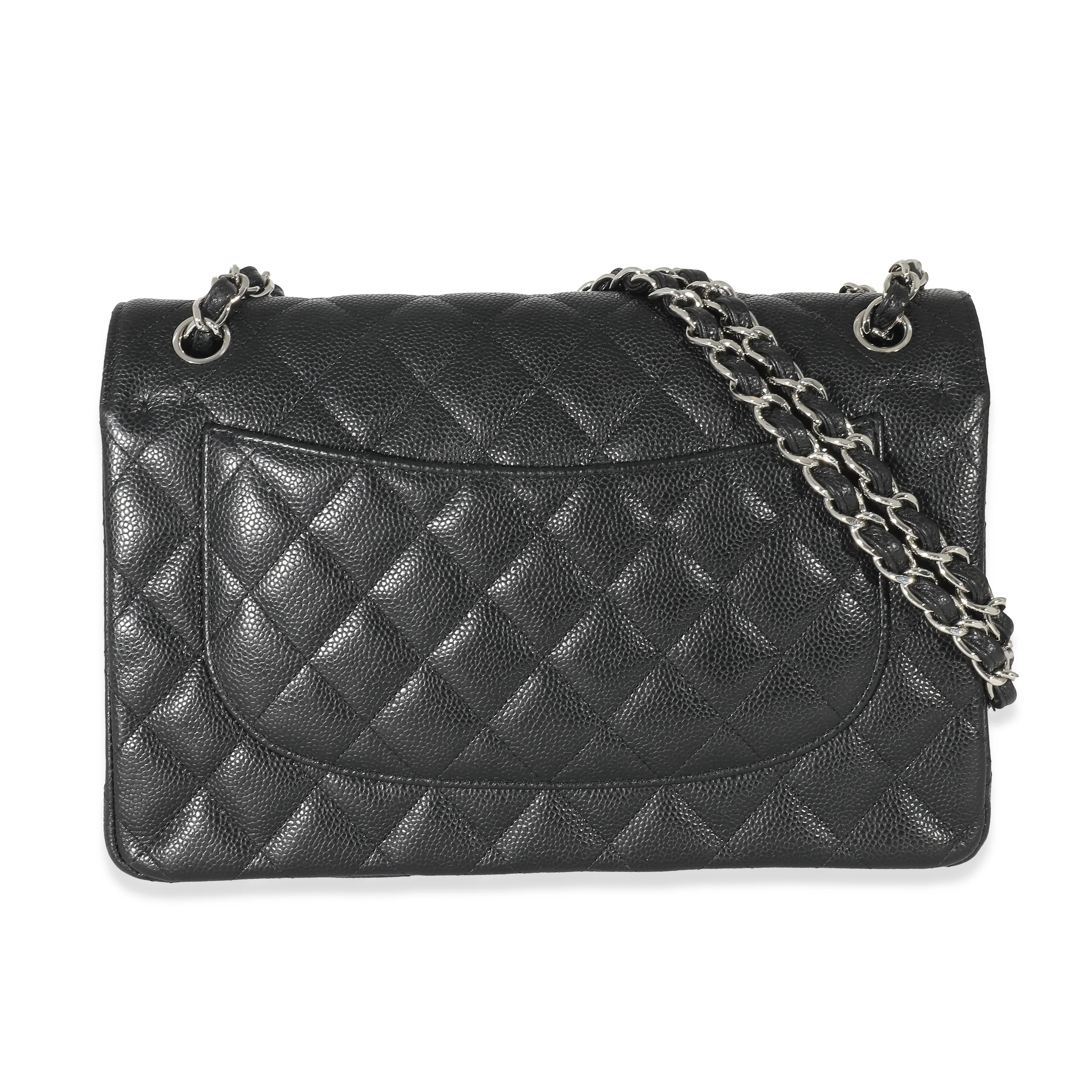 Chanel Black Quilted Caviar Jumbo Double Flap Bag - Image 3