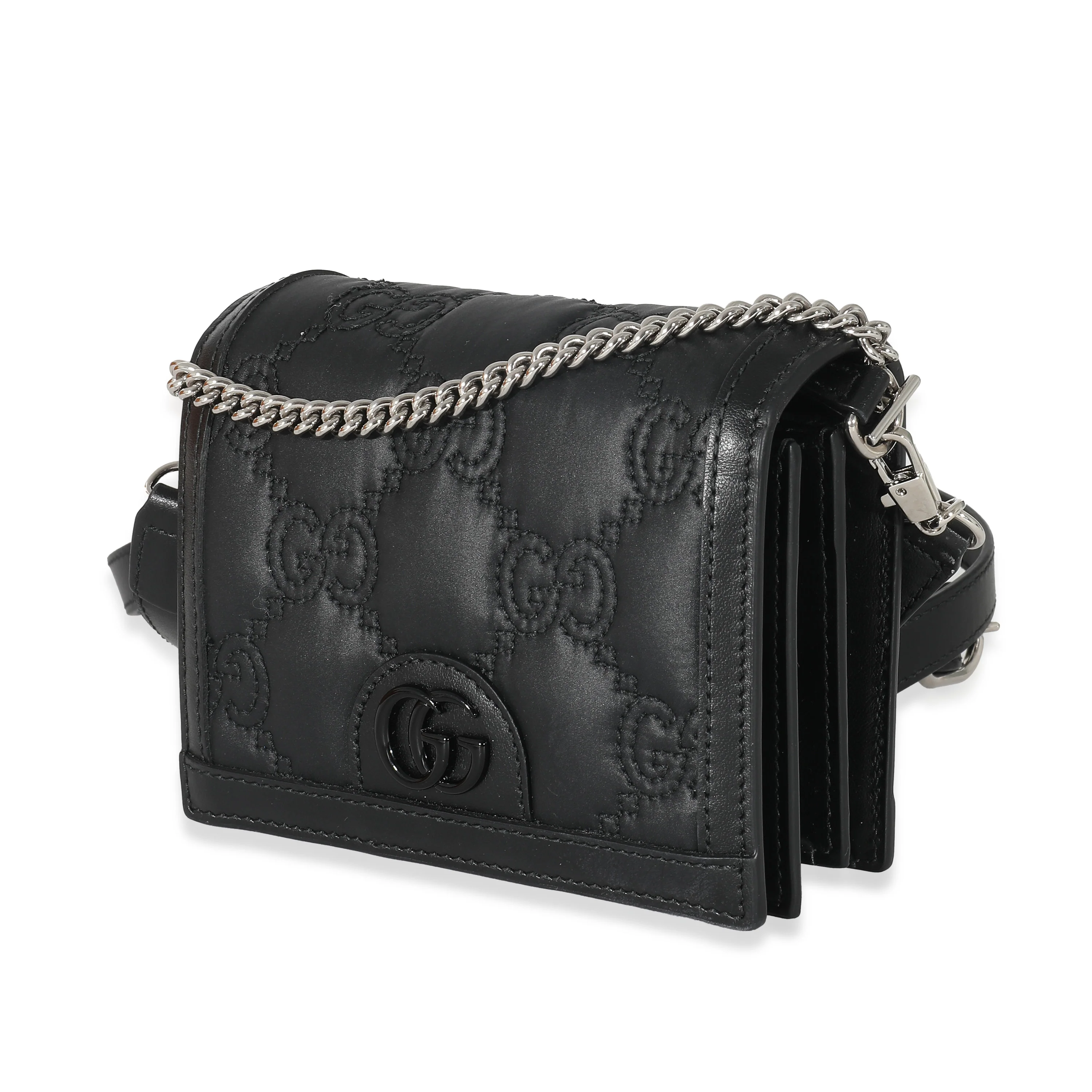 Gucci Black Nylon Leather Mini GG Bag - Image 2