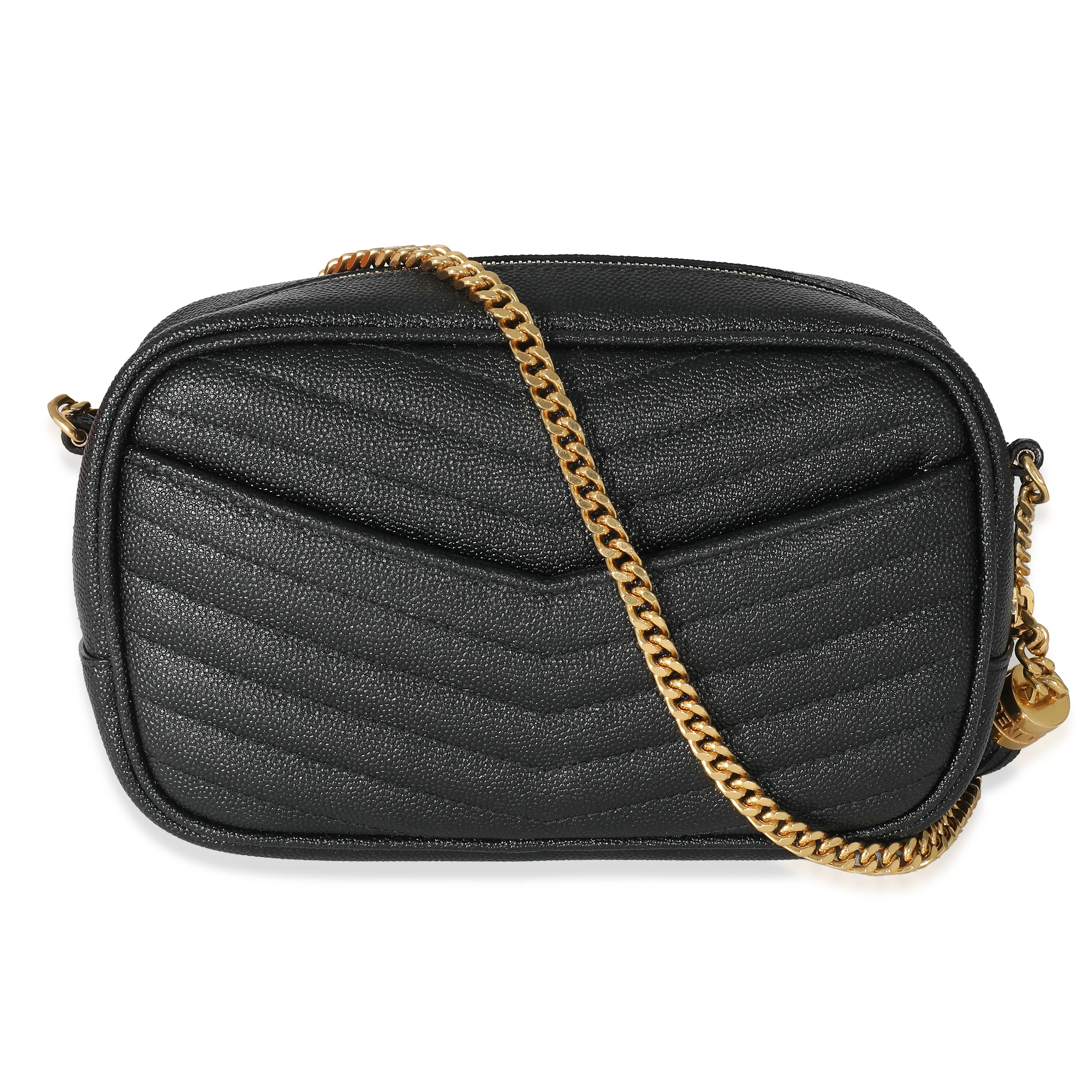 Saint Laurent Black Grain De Poudre Mini Lou Camera Bag - Image 3