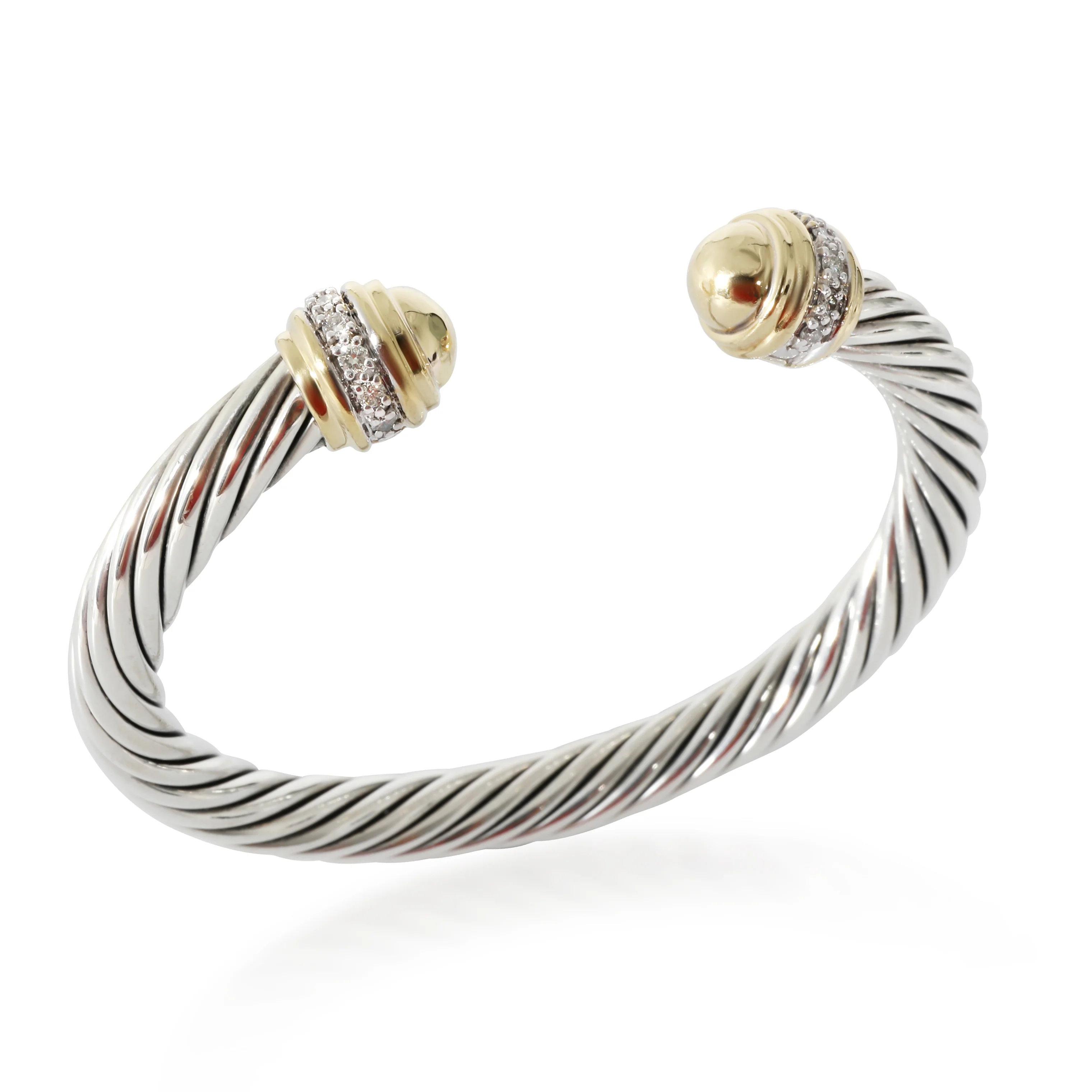 Cable Classic Bracelet in 18k Yellow Gold/Sterling Silver 0.48 CTW - Image 4