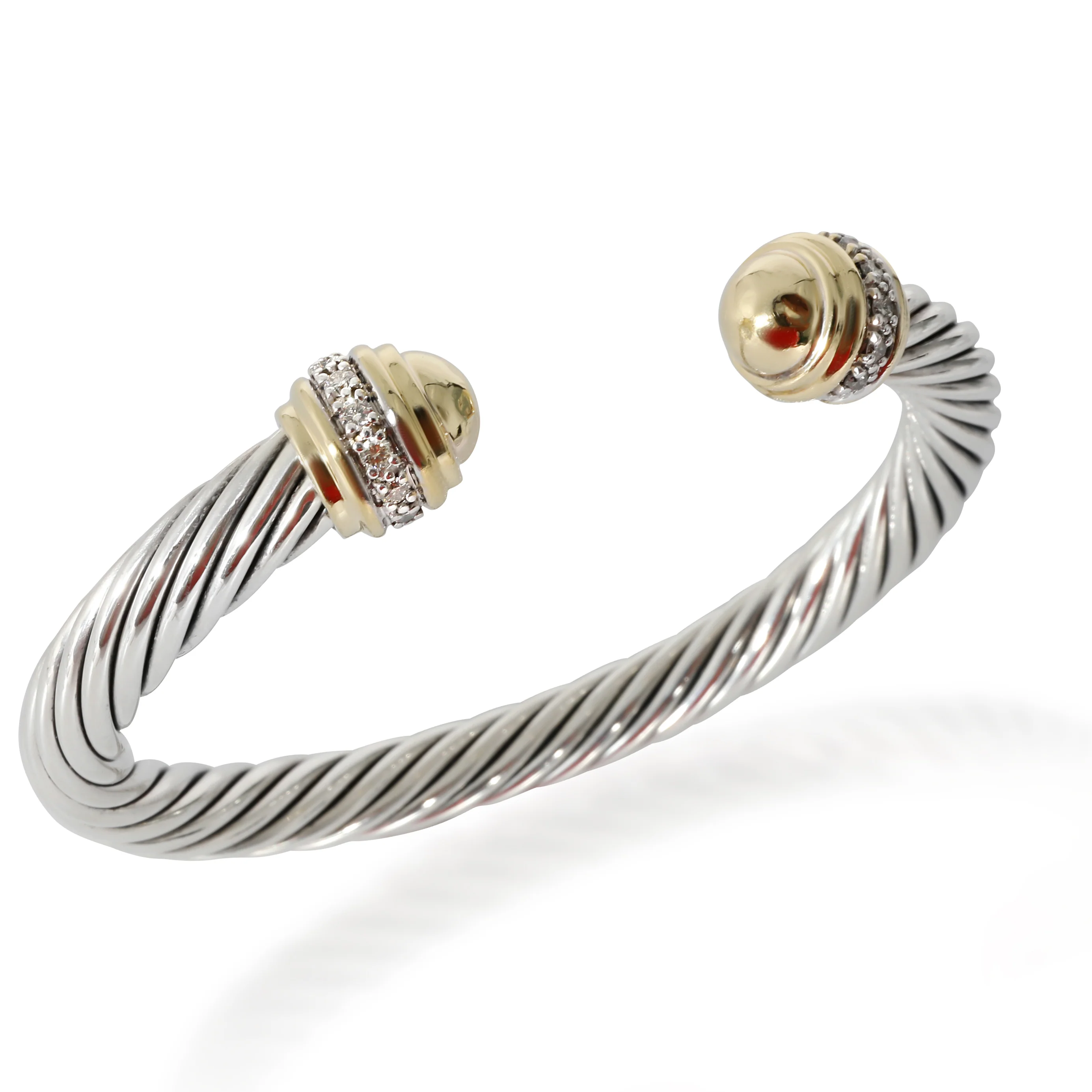 Cable Classic Bracelet in 18k Yellow Gold/Sterling Silver 0.48 CTW - Image 5