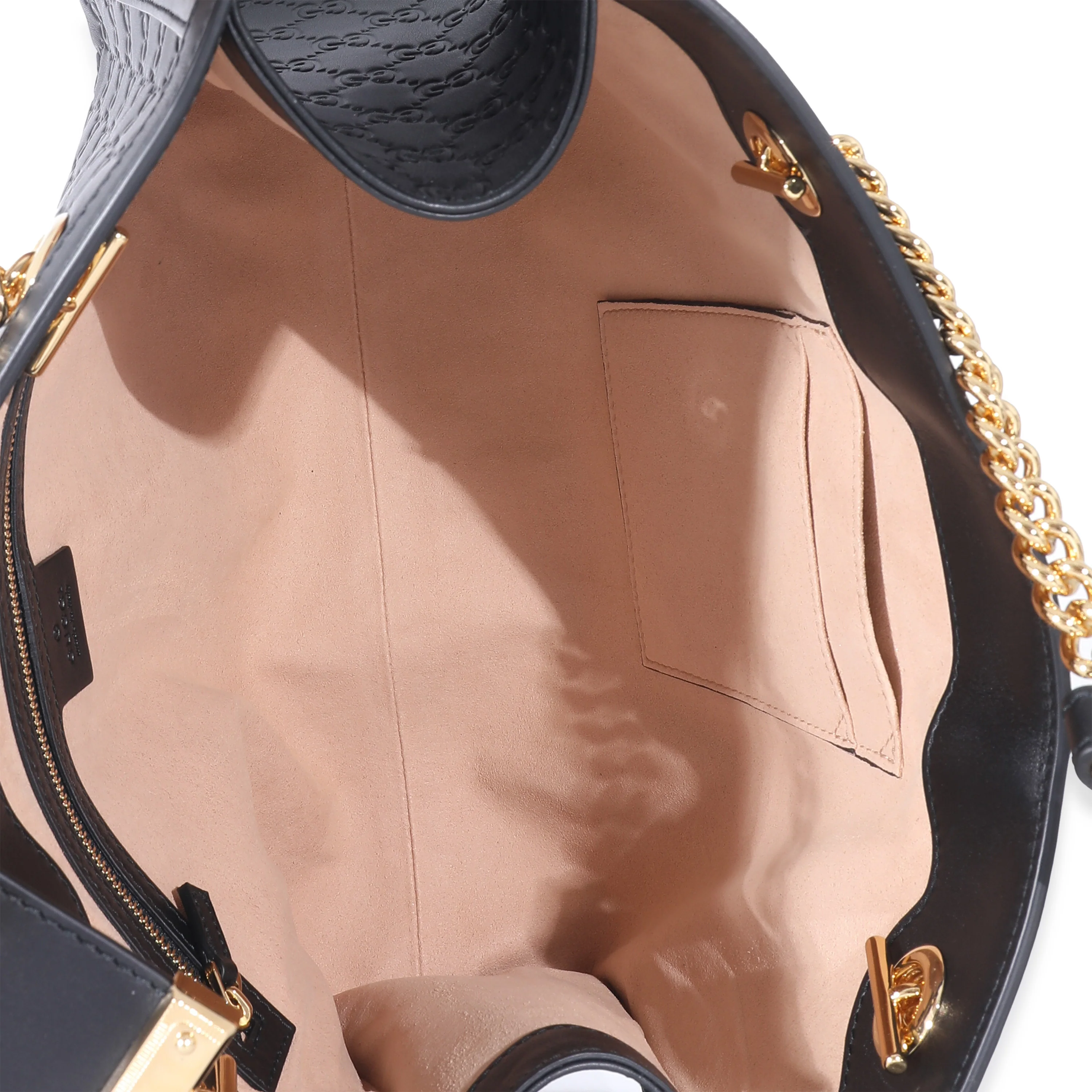 Gucci Black Guccissima Medium Padlock Chain Tote - Image 4