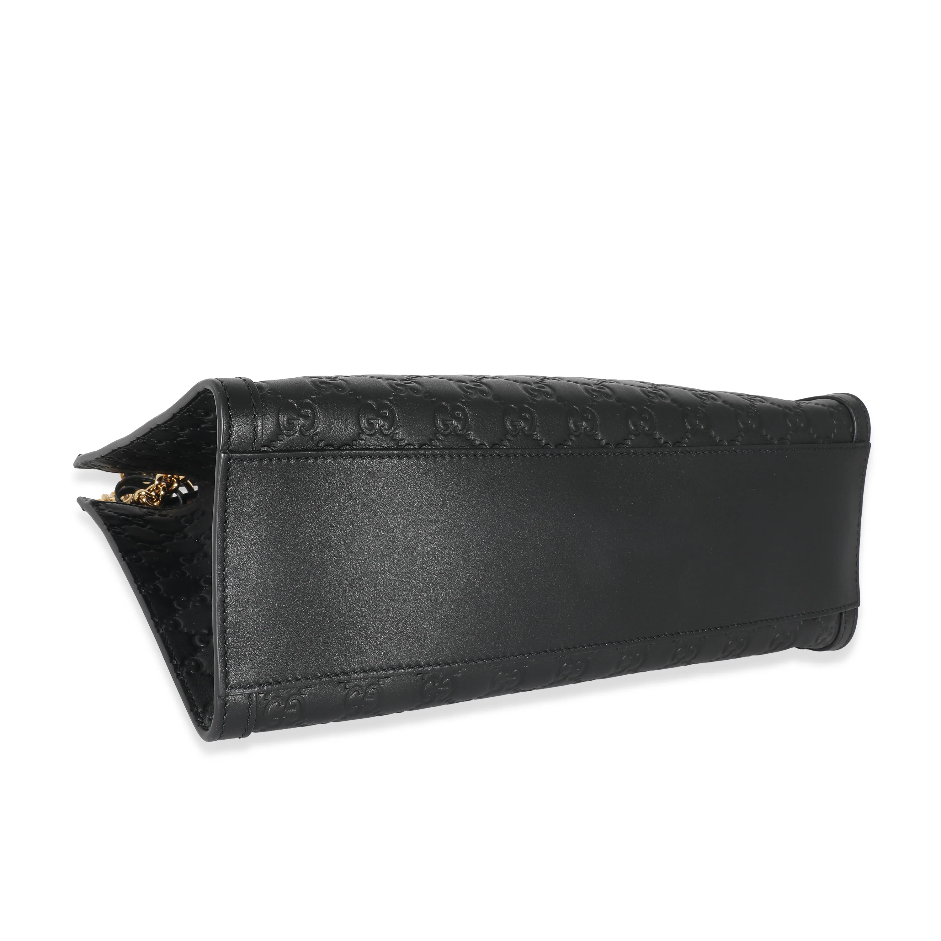 Gucci Black Guccissima Medium Padlock Chain Tote - Image 6