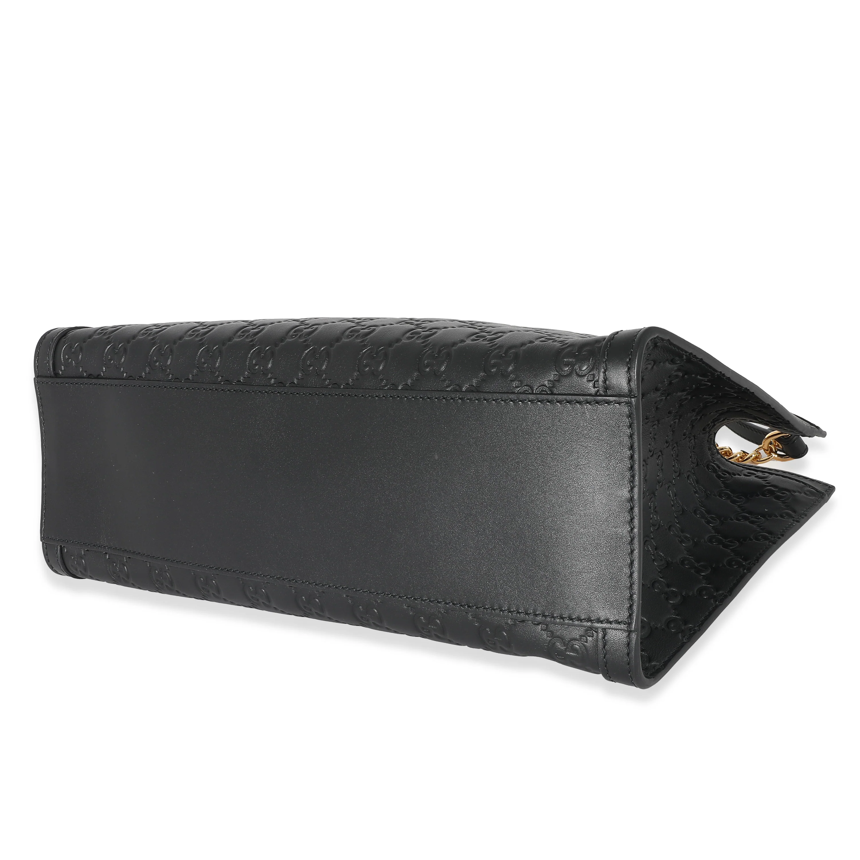 Gucci Black Guccissima Medium Padlock Chain Tote - Image 7