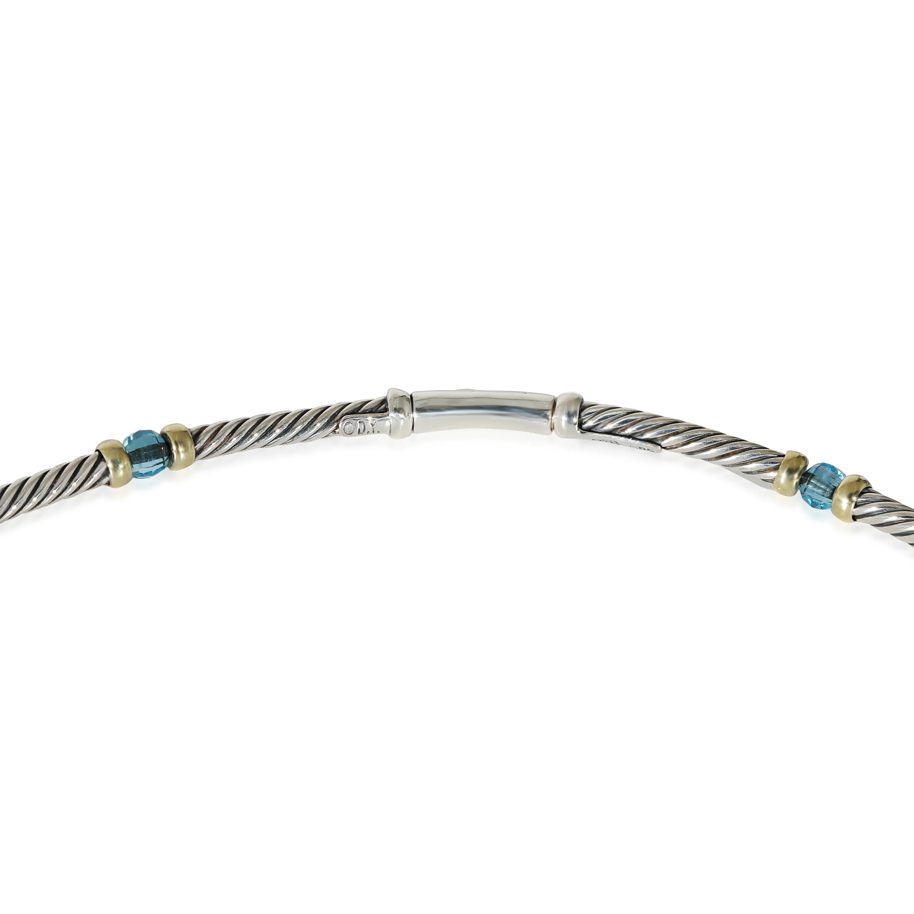 David Yurman Hampton Cable Topaz Station Necklace in Yellow Gold/Sterling Silver - Image 3
