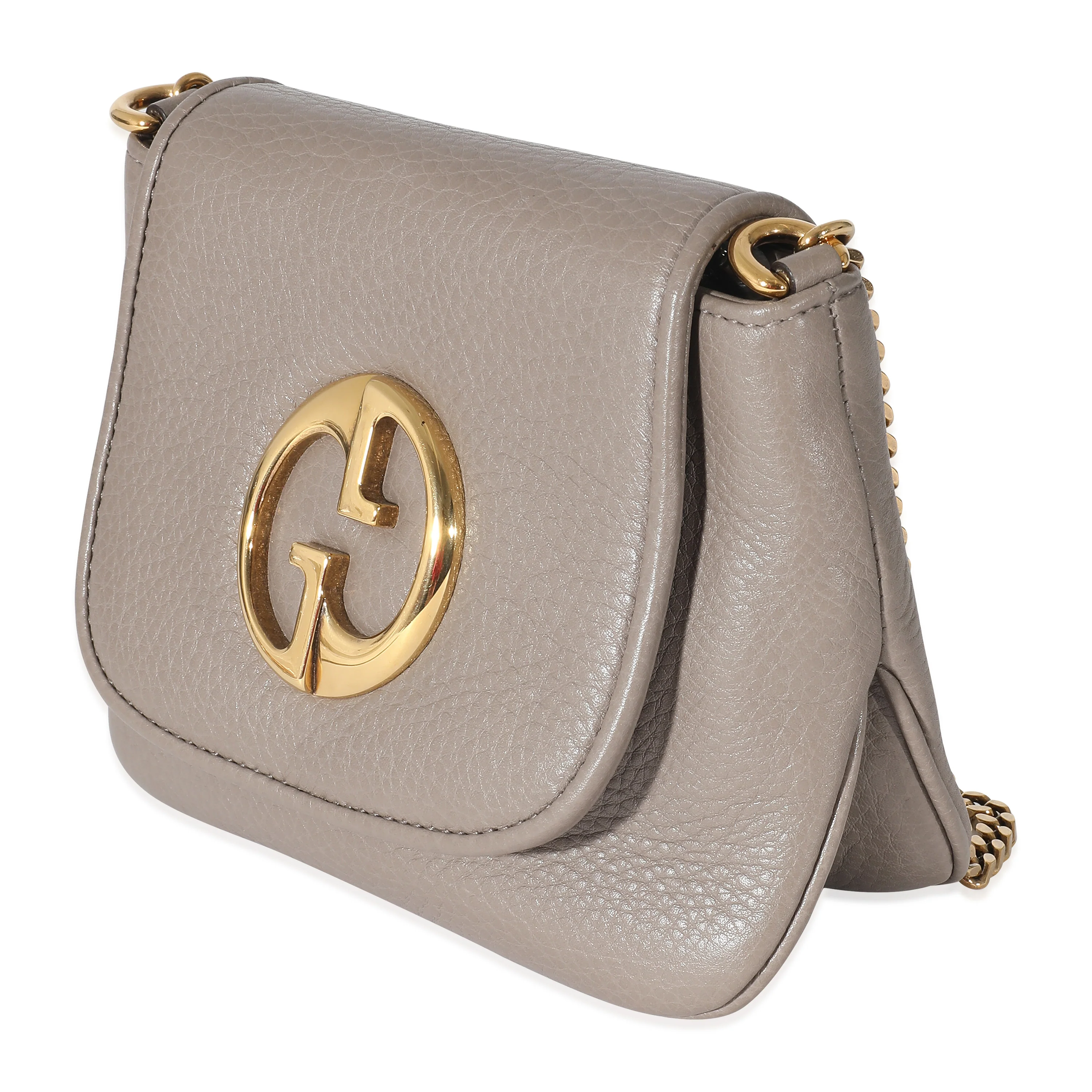 Gucci Grey Pebbled Leather Small 1973 Chain Bag - Image 2
