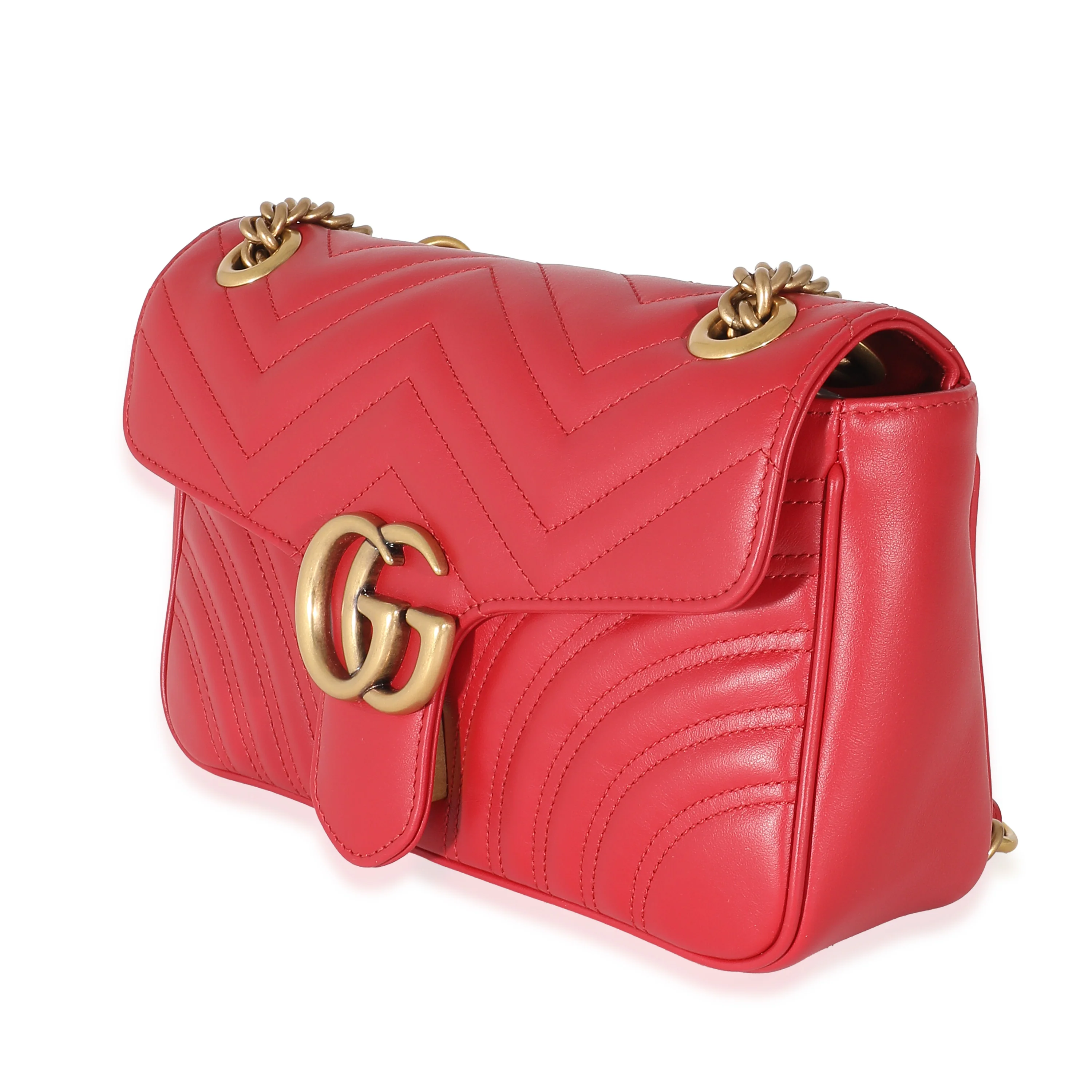 Gucci Red Matelasse Small Marmont Shoulder Bag - Image 2