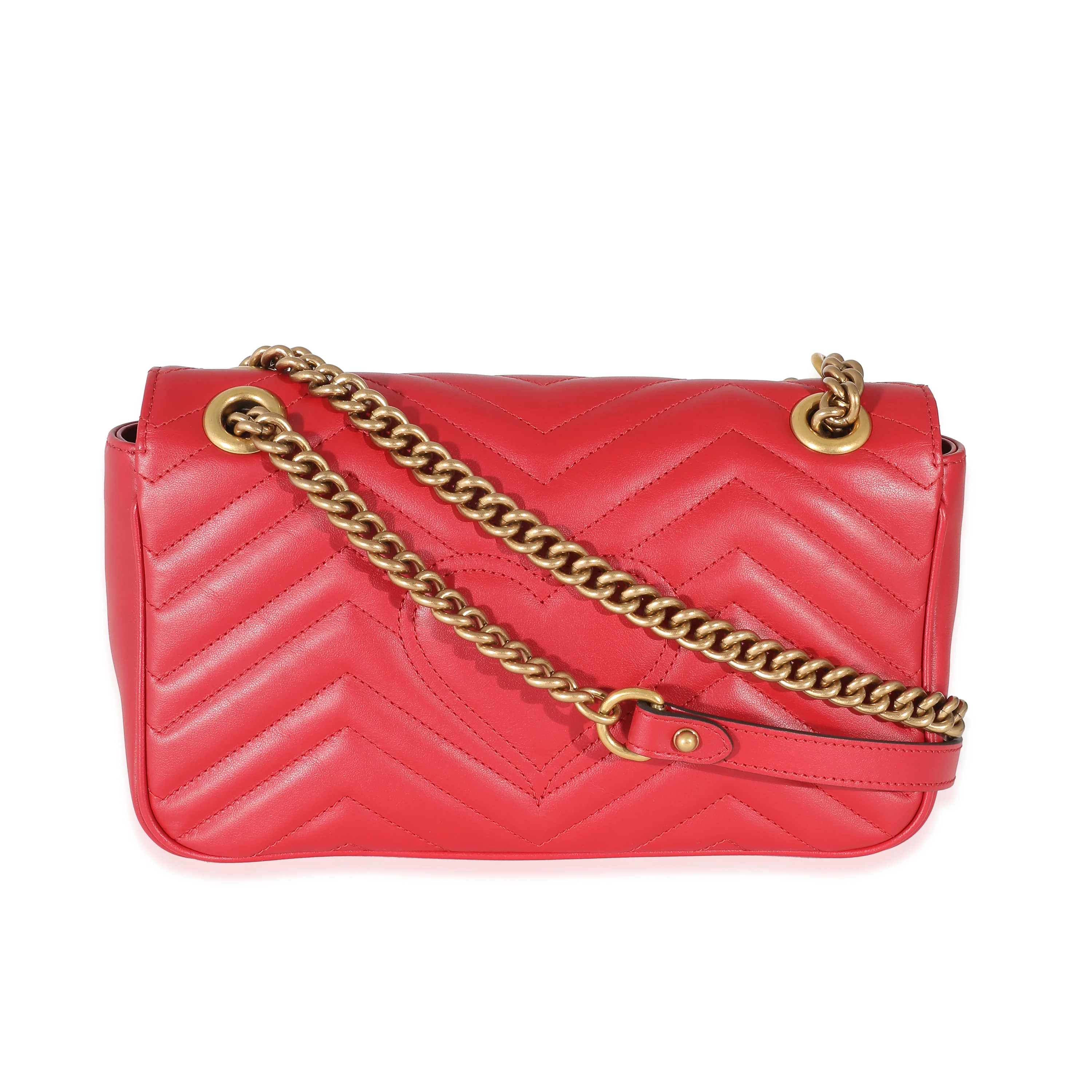 Gucci Red Matelasse Small Marmont Shoulder Bag - Image 3