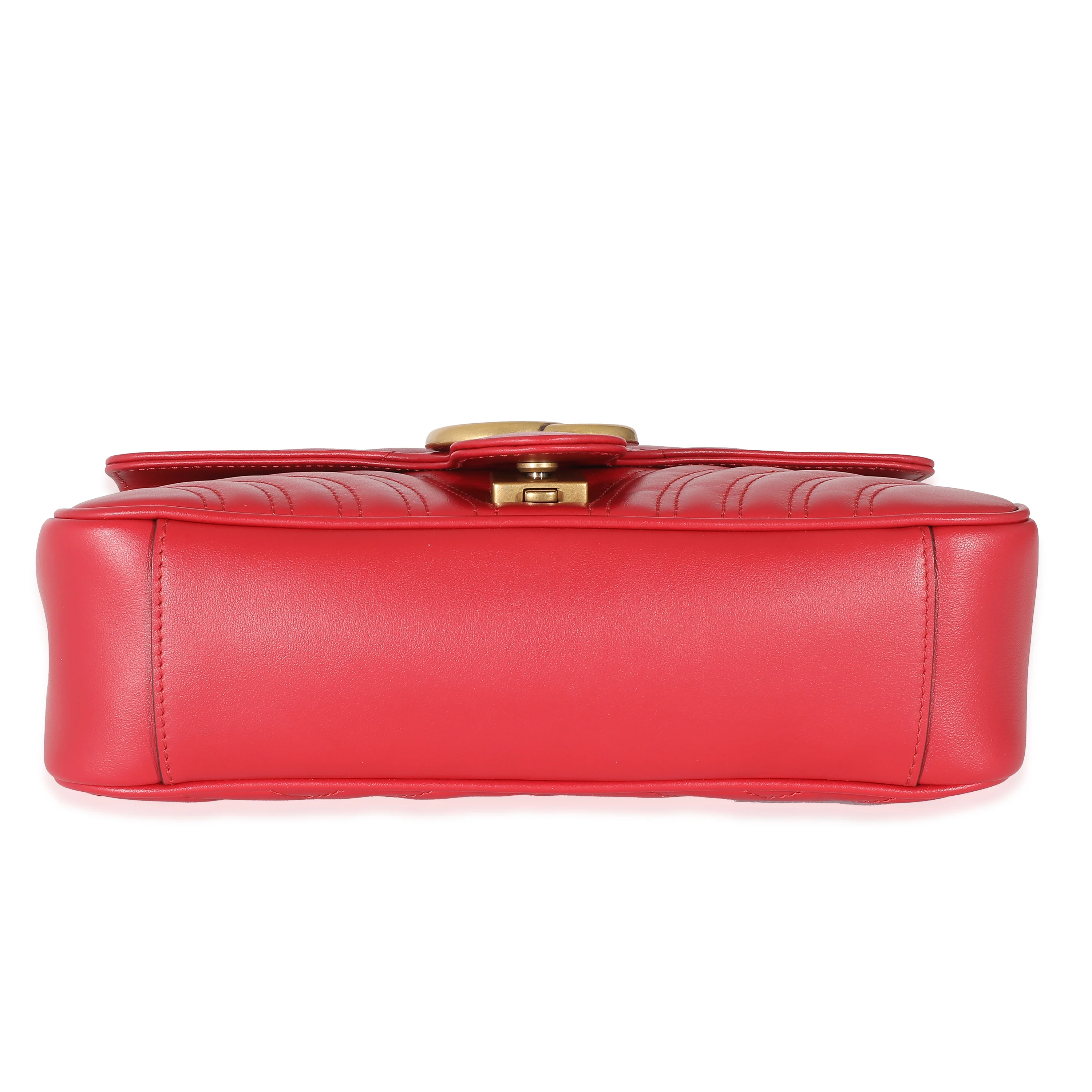 Gucci Red Matelasse Small Marmont Shoulder Bag - Image 5