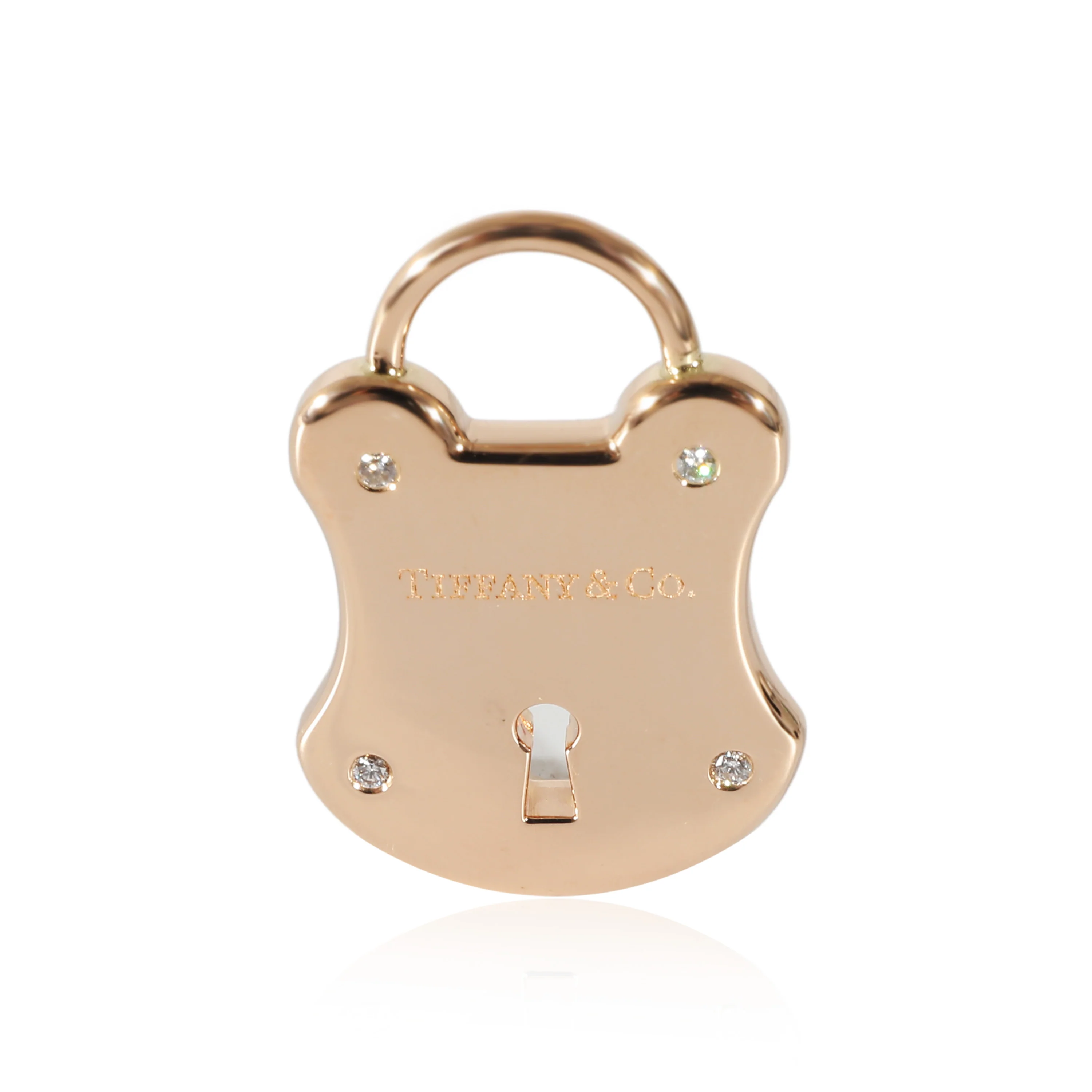 Tiffany & Co. Emblam Lock Pendant With Diamonds in 18k Rose Gold 0.06 CTW