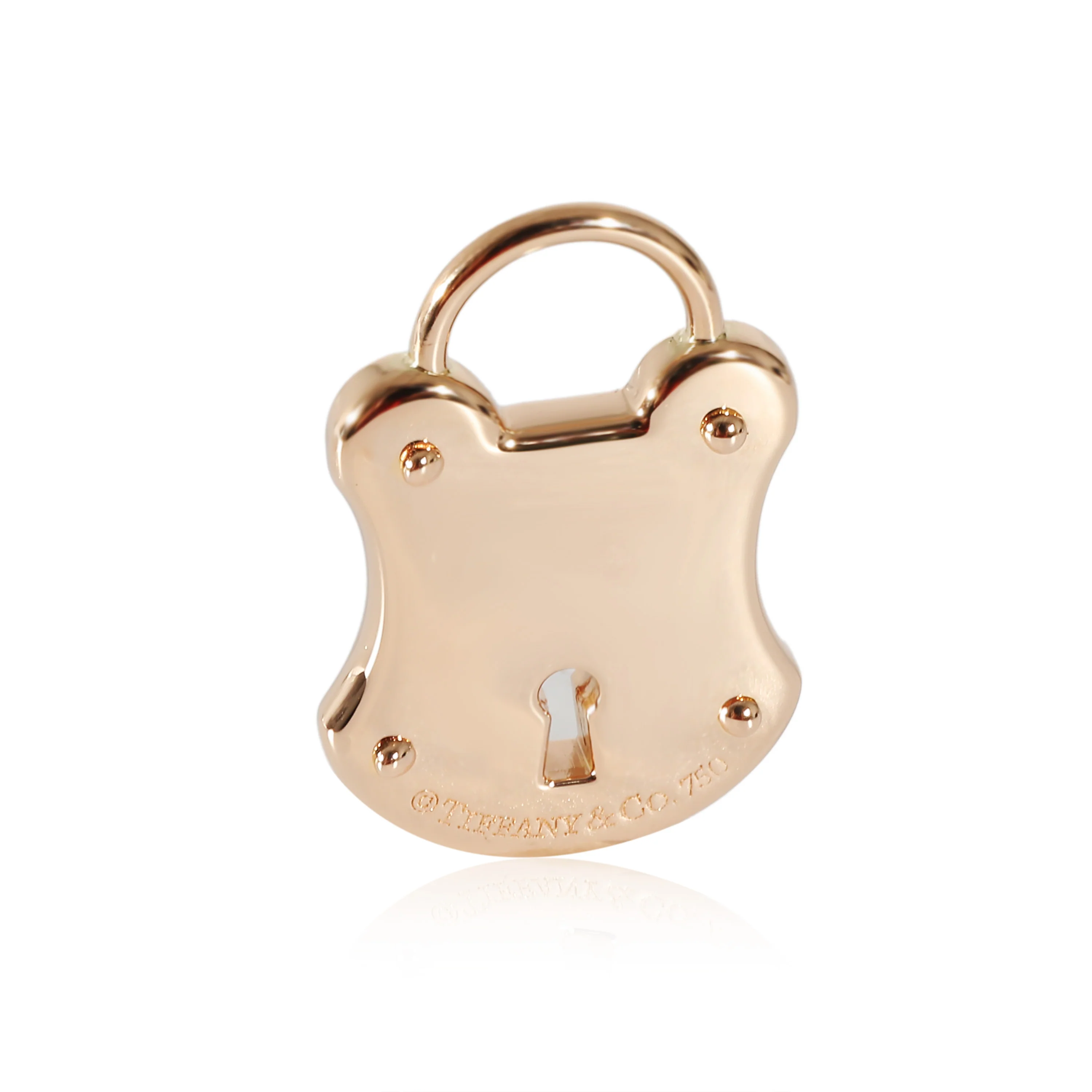 Tiffany & Co. Emblam Lock Pendant With Diamonds in 18k Rose Gold 0.06 CTW - Image 3