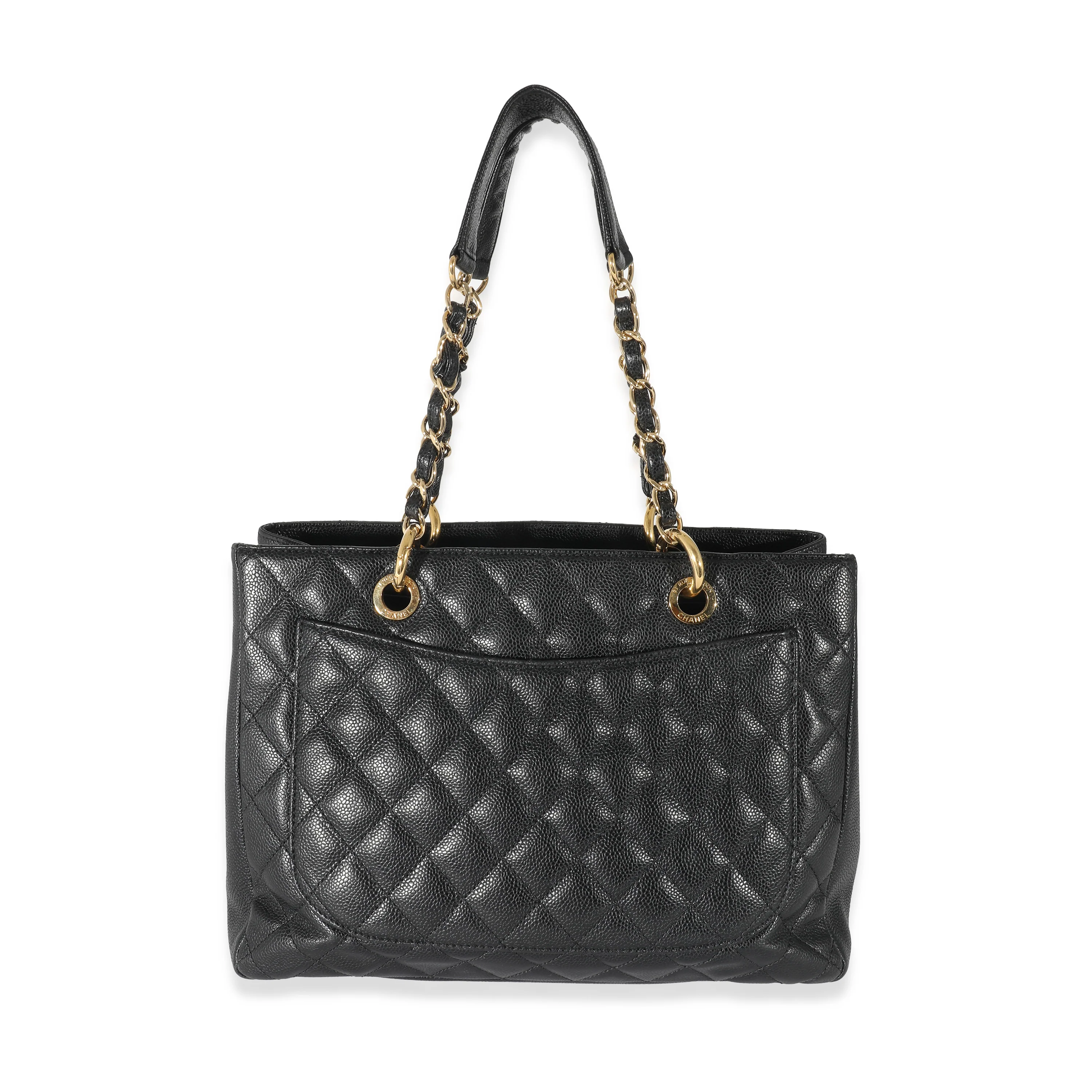 Chanel Black Quilted Caviar Grand Shopper Tote - Image 3
