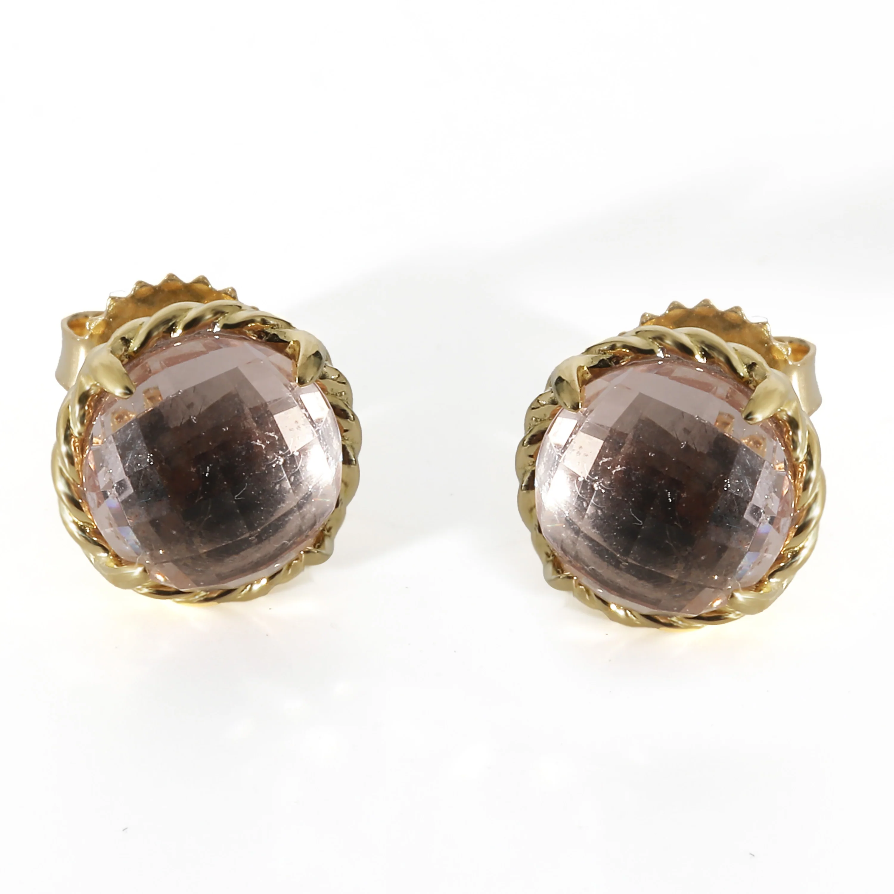 David Yurman Chatelaine Morganite Stud Earrings in 18K Yellow Gold