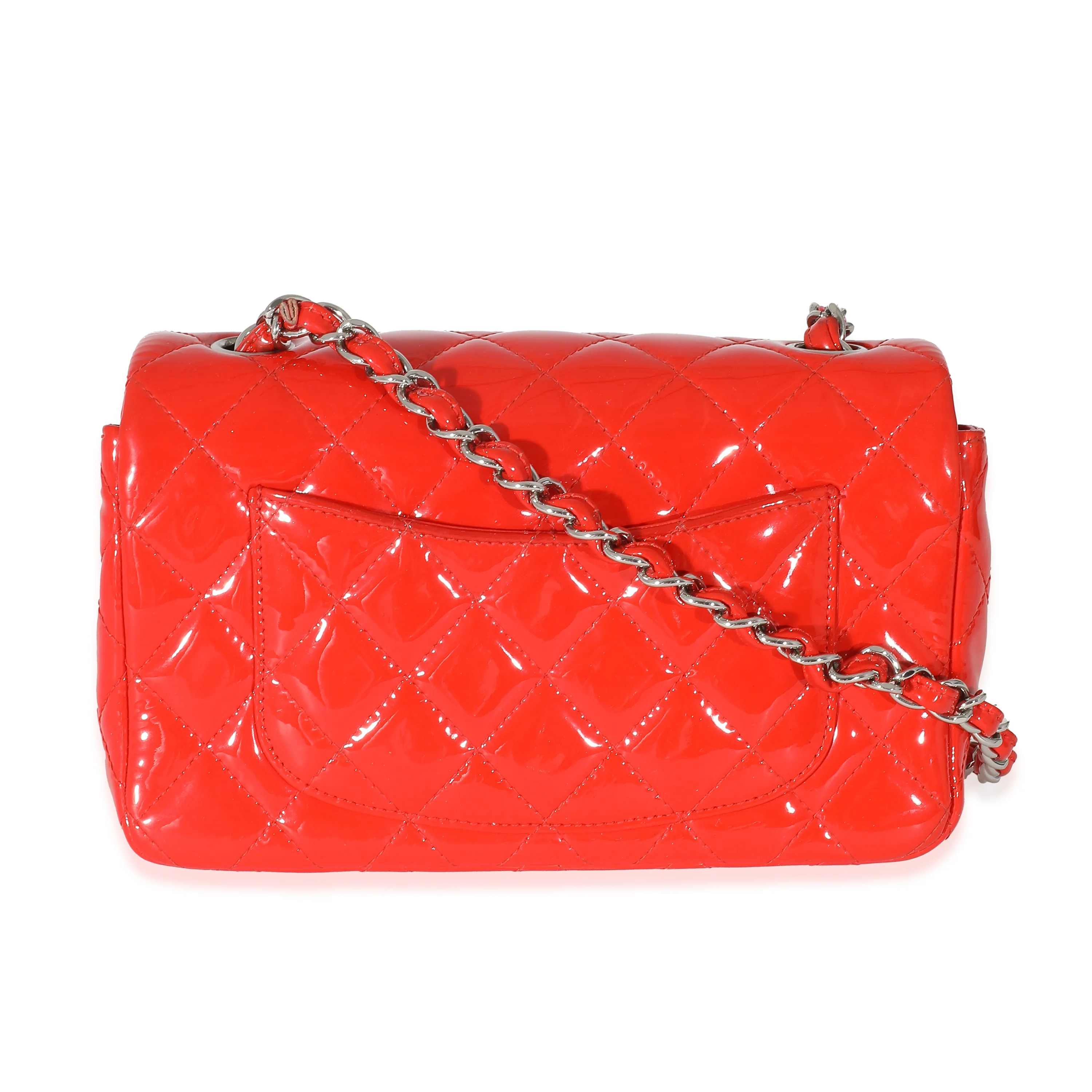 Chanel Red Quilted Patent Mini Rectangular Flap Bag - Image 3