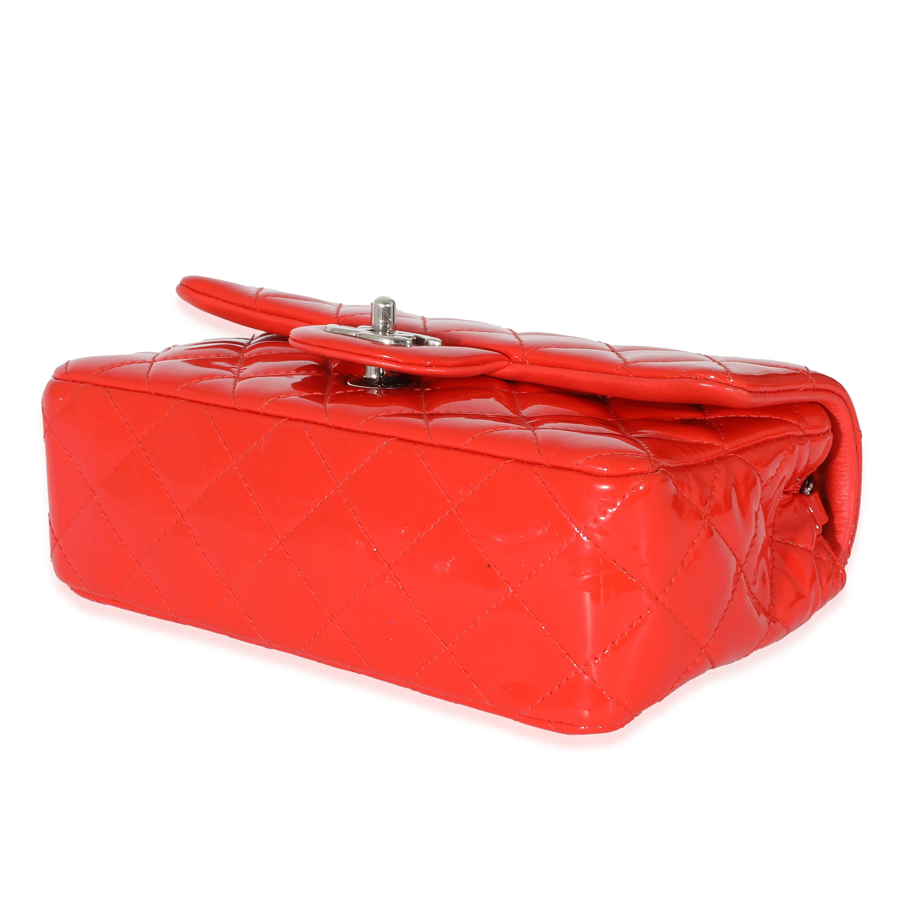 Chanel Red Quilted Patent Mini Rectangular Flap Bag - Image 5