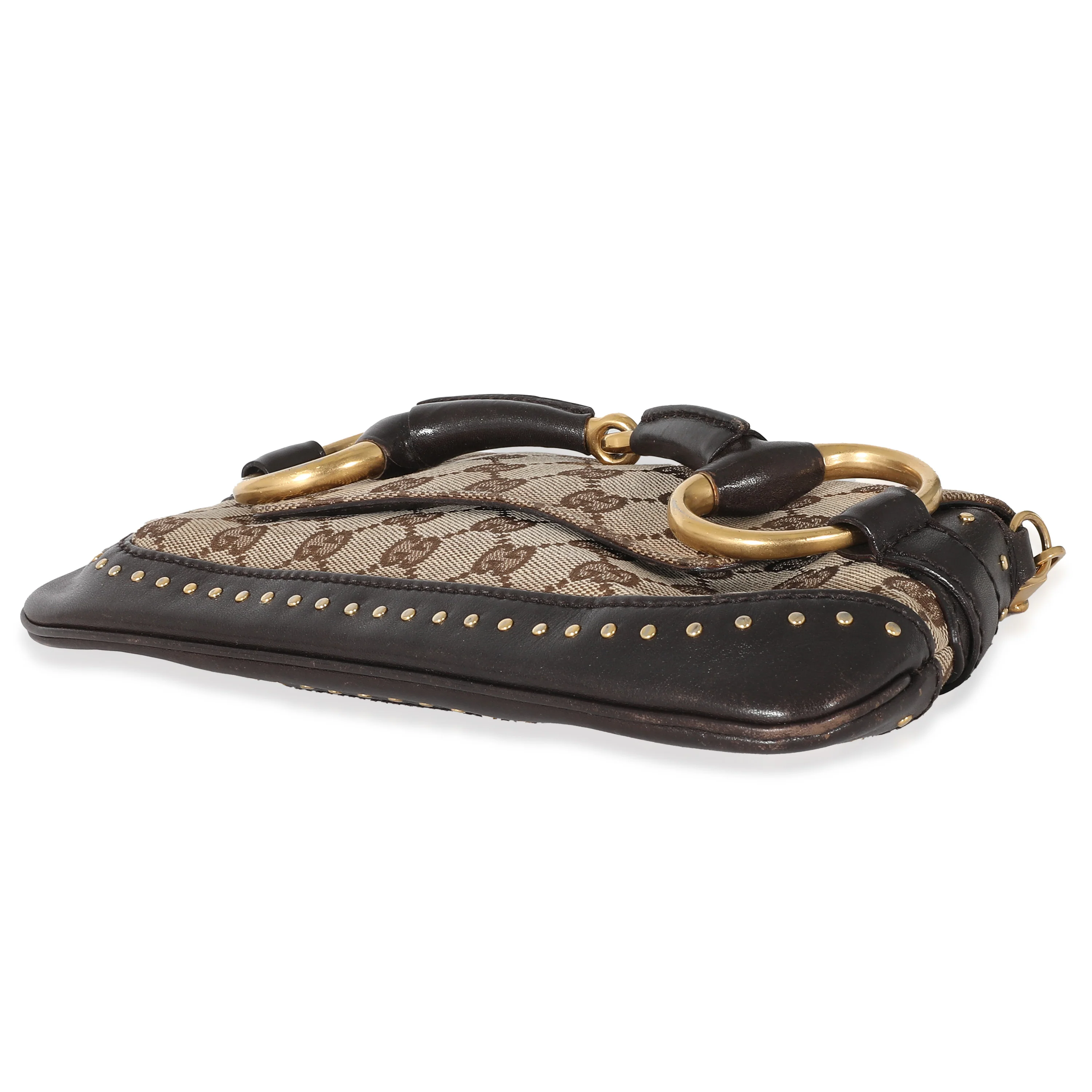 Gucci Beige Ebony GG Canvas Horsebit Chain Clutch Bag - Image 5