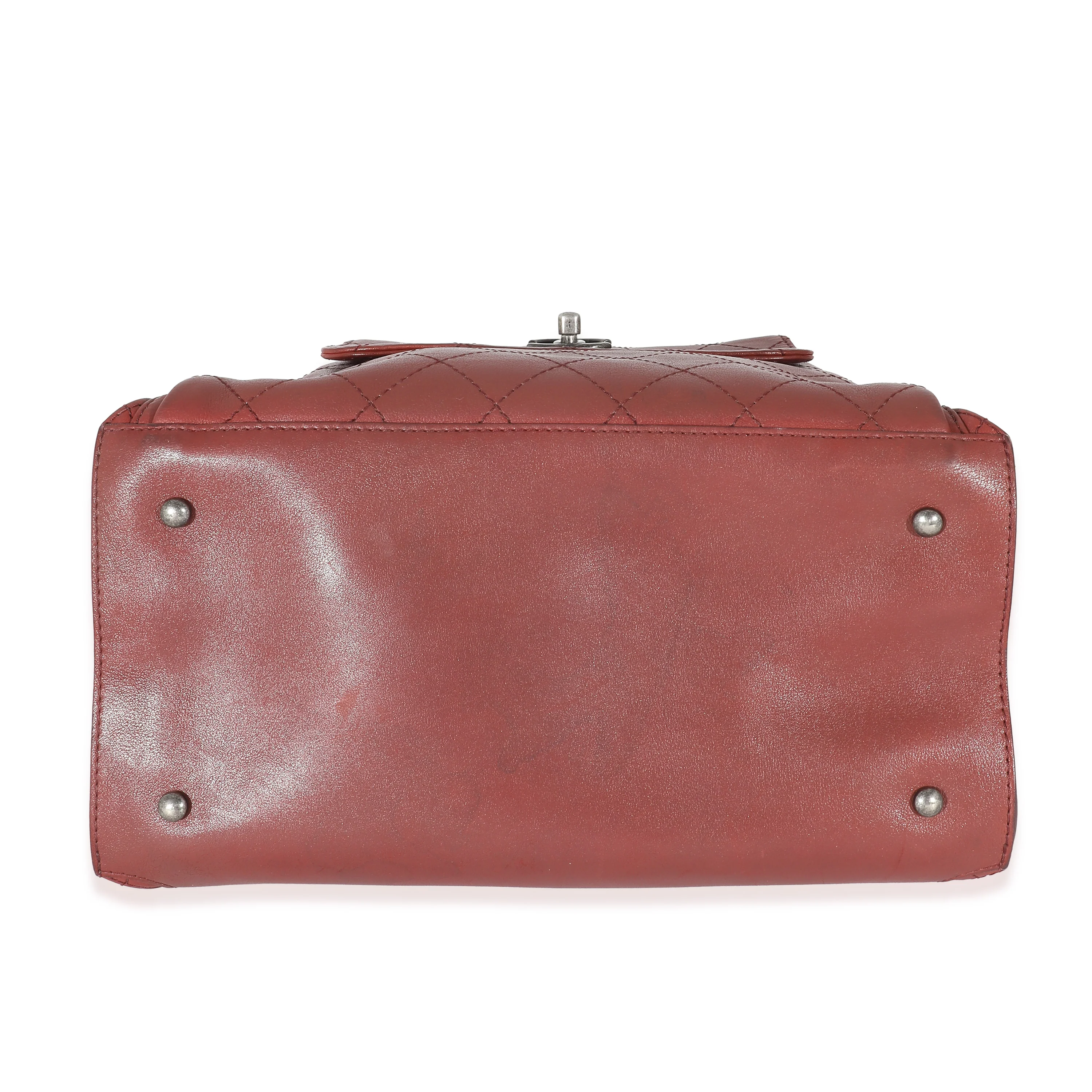 Burgundy Calfskin Stitched Medium Urban Luxury Drawstring Backpack - Image 4