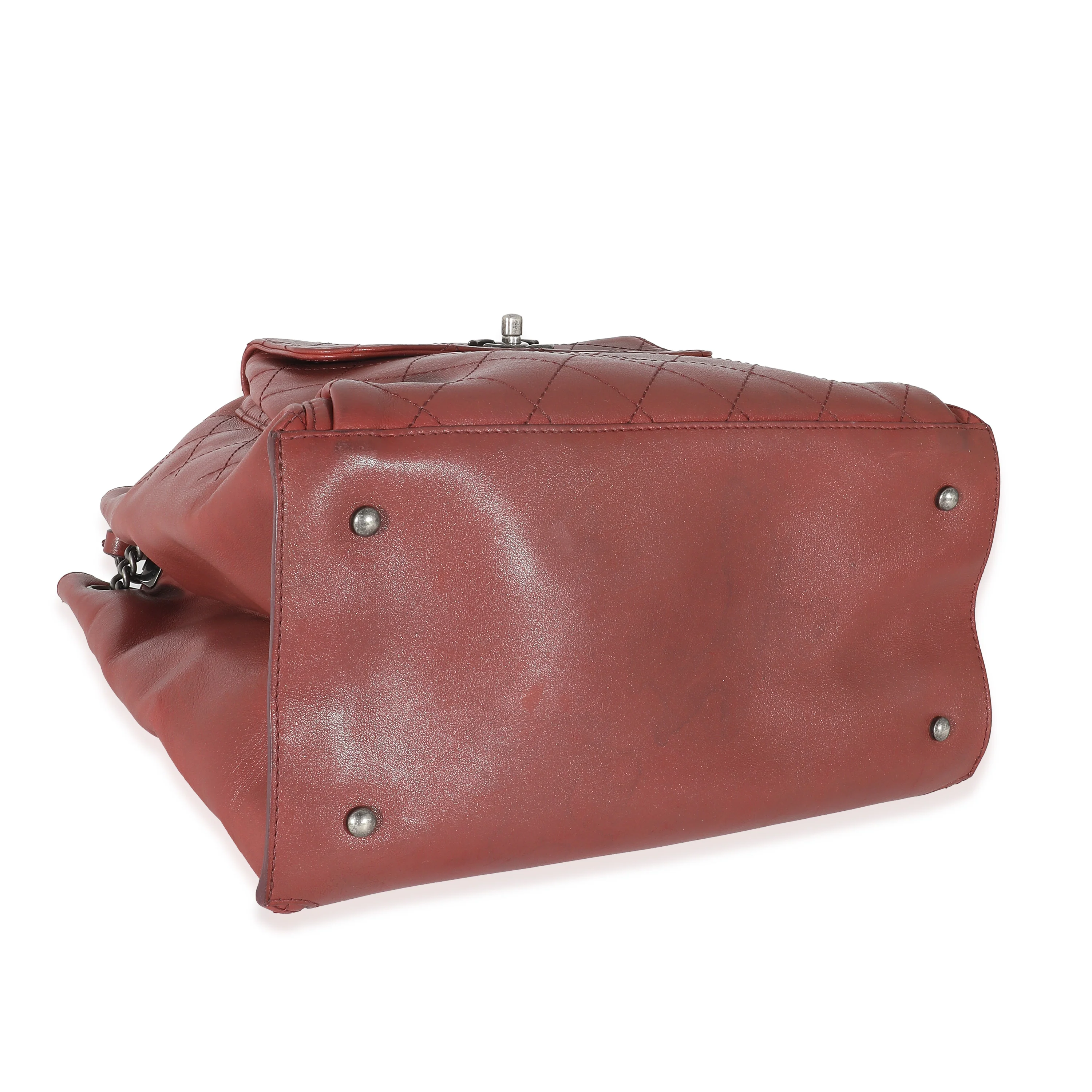 Burgundy Calfskin Stitched Medium Urban Luxury Drawstring Backpack - Image 5