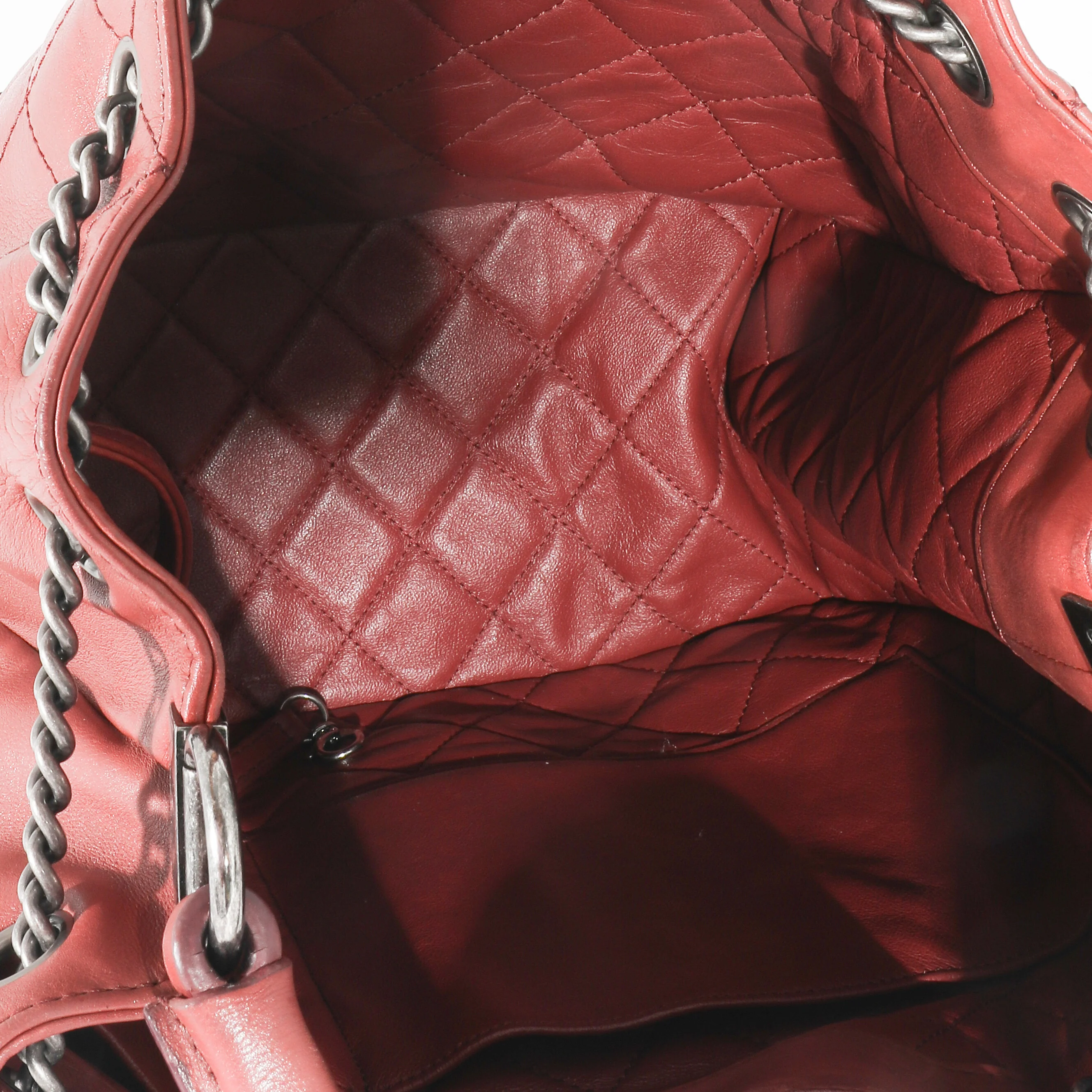 Burgundy Calfskin Stitched Medium Urban Luxury Drawstring Backpack - Image 7