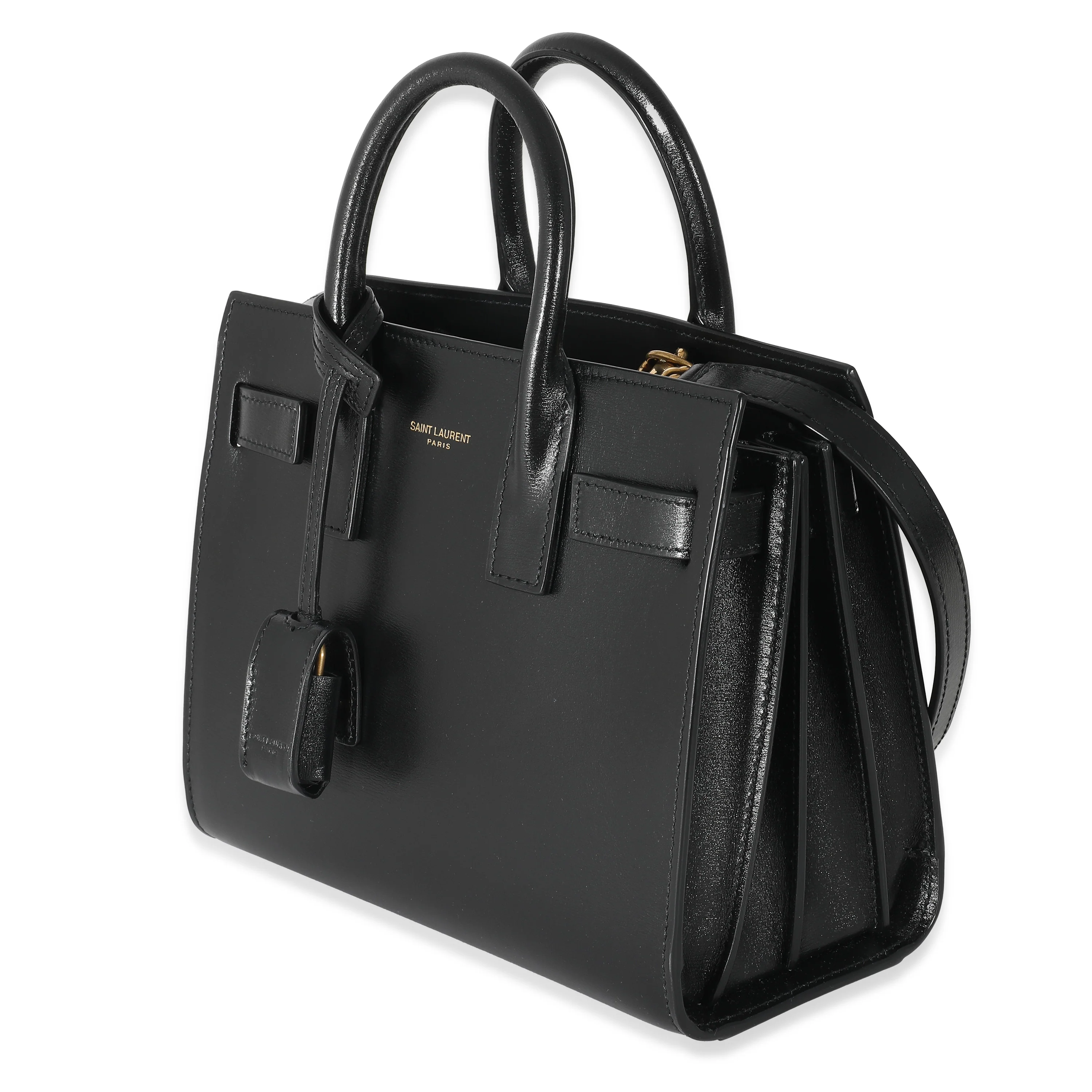 Saint Laurent Black Shiny Leather Nano Sac De Jour - Image 2