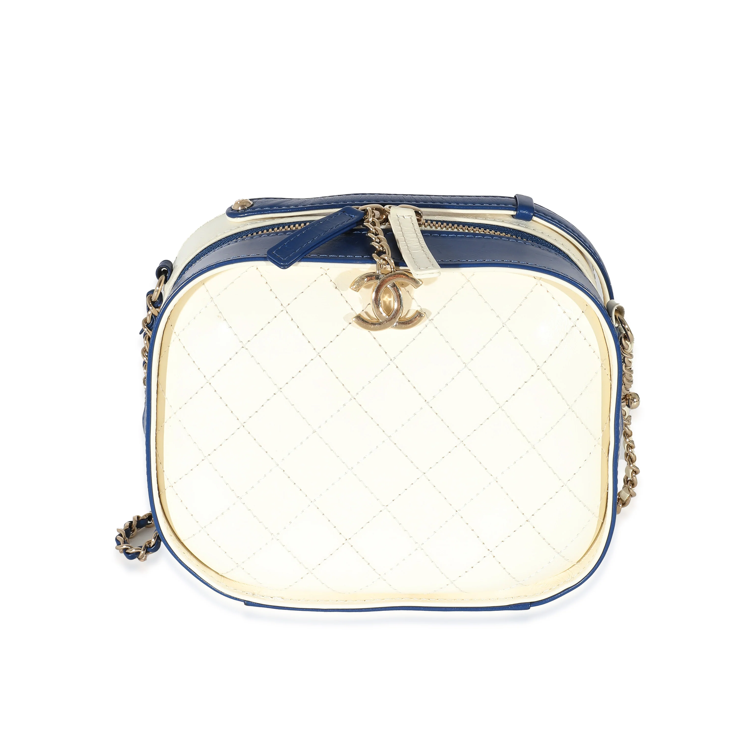Navy White Crumpled Calfskin Vanity Case - Image 2