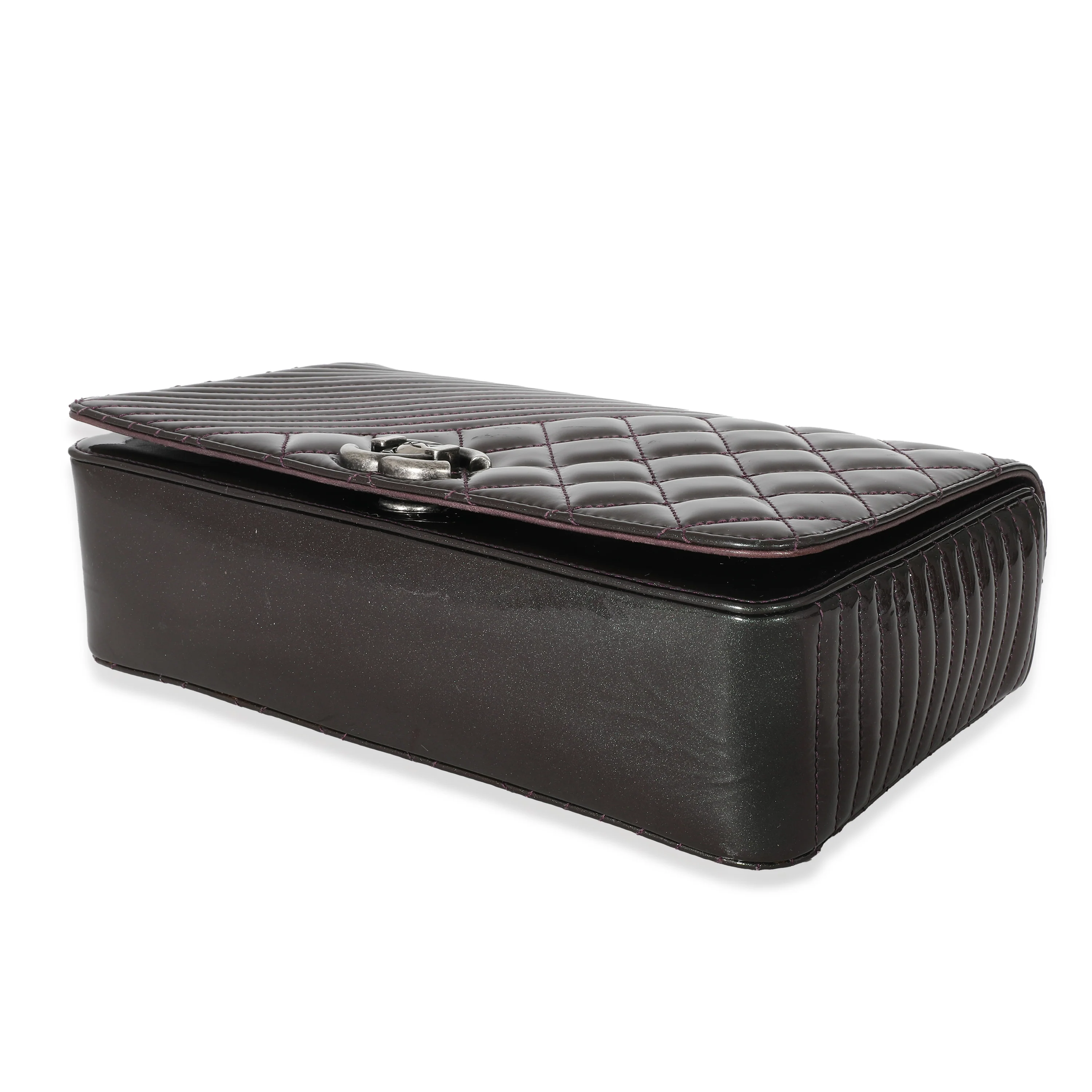 Chanel Burgundy Patent Medium Coco Boy Flap Bag - Image 5