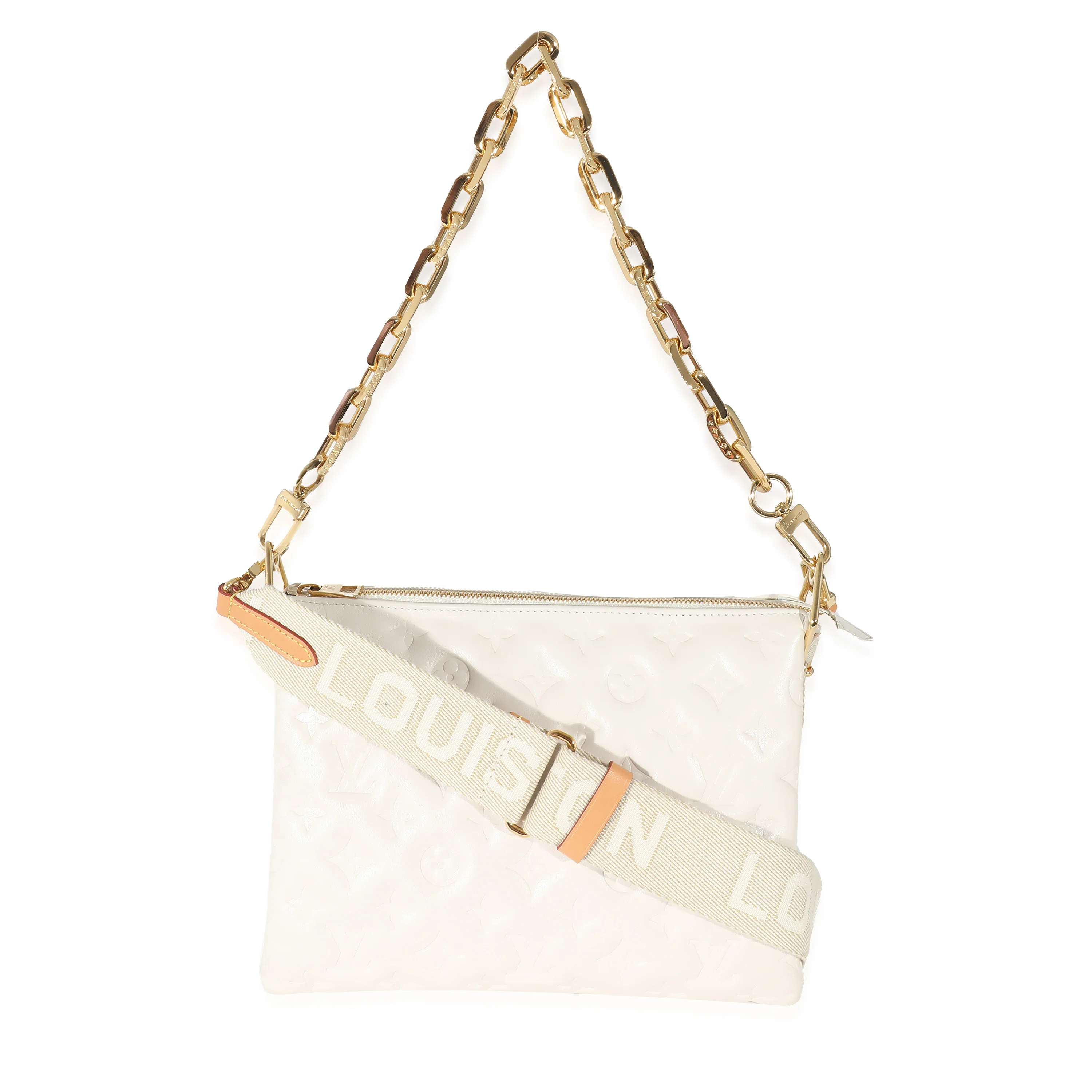 Louis Vuitton Cream Puffy Lambskin Monogram Coussin PM - Image 3