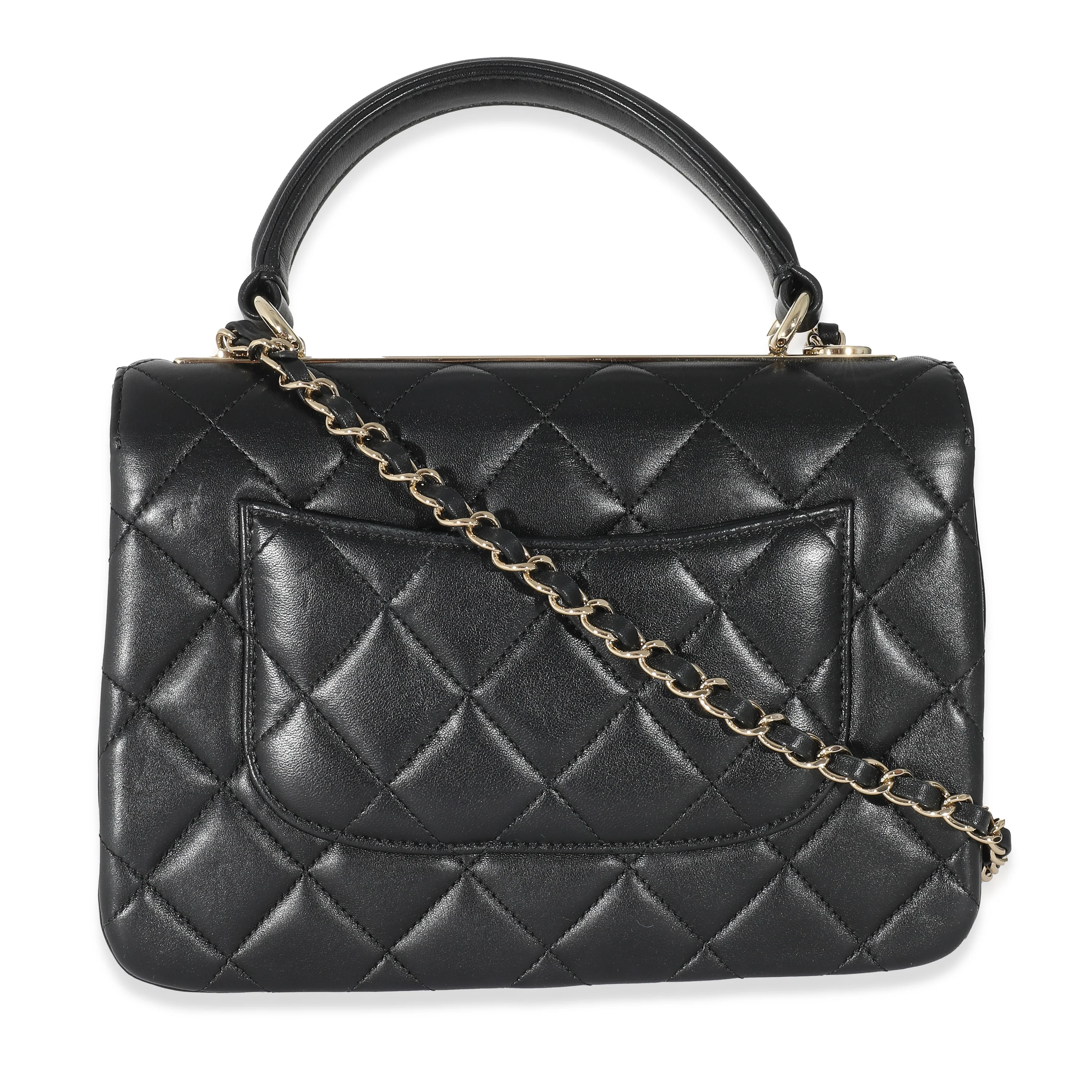 Chanel Black Quilted Lambskin Medium Trendy Top Handle Flap Bag - Image 3