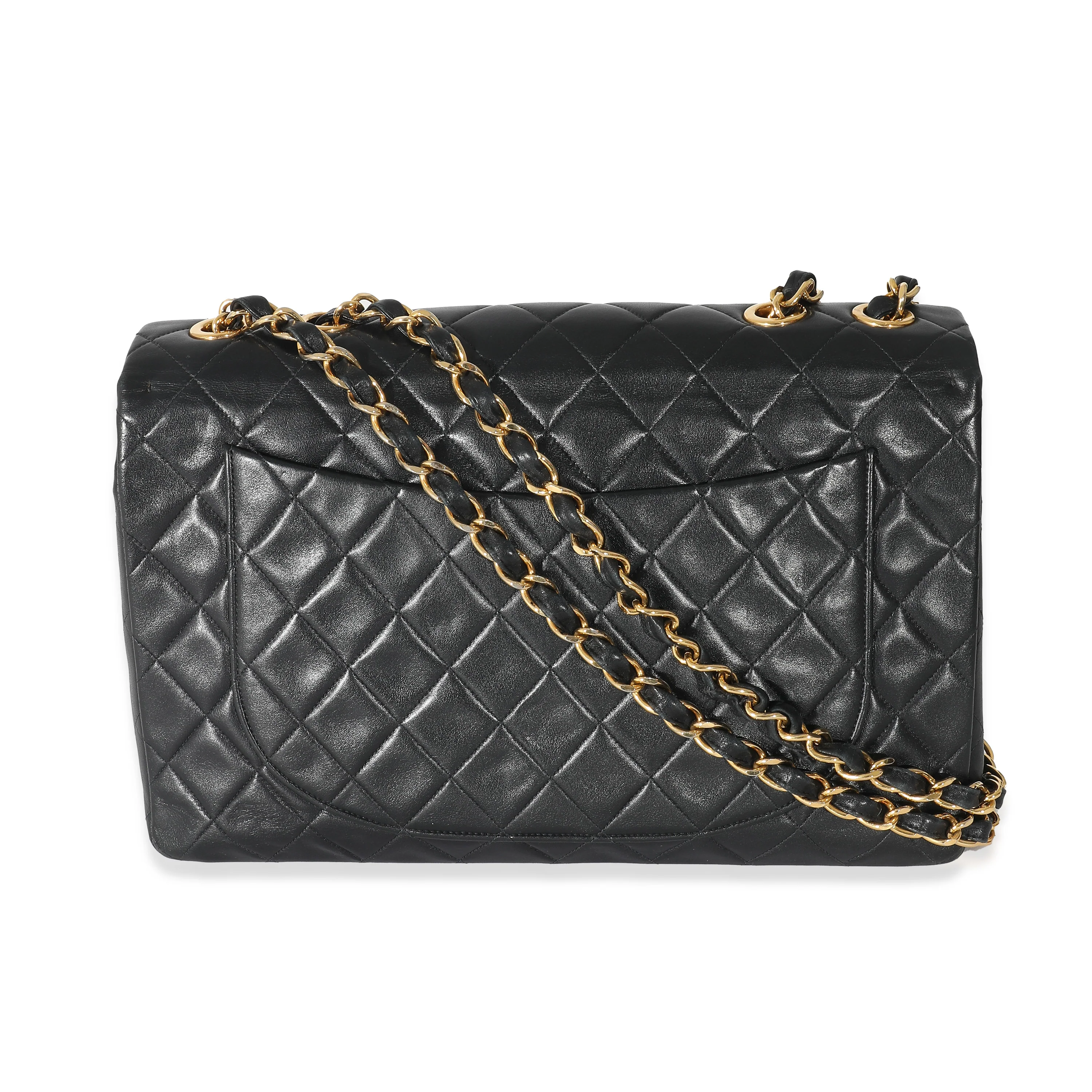 Chanel Vintage Black Quilted Lambskin XL Single Flap Bag - Image 3