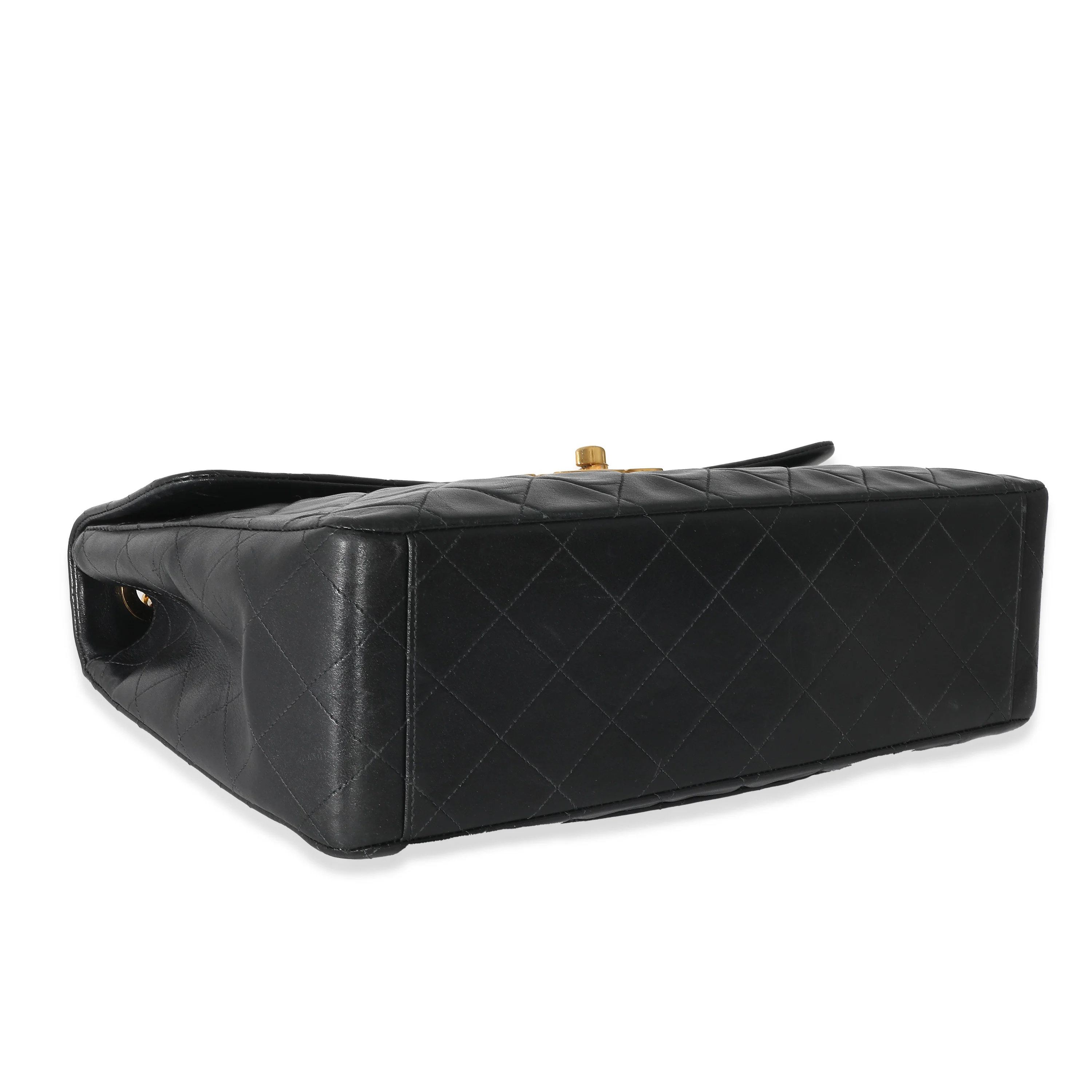 Chanel Vintage Black Quilted Lambskin XL Single Flap Bag - Image 4