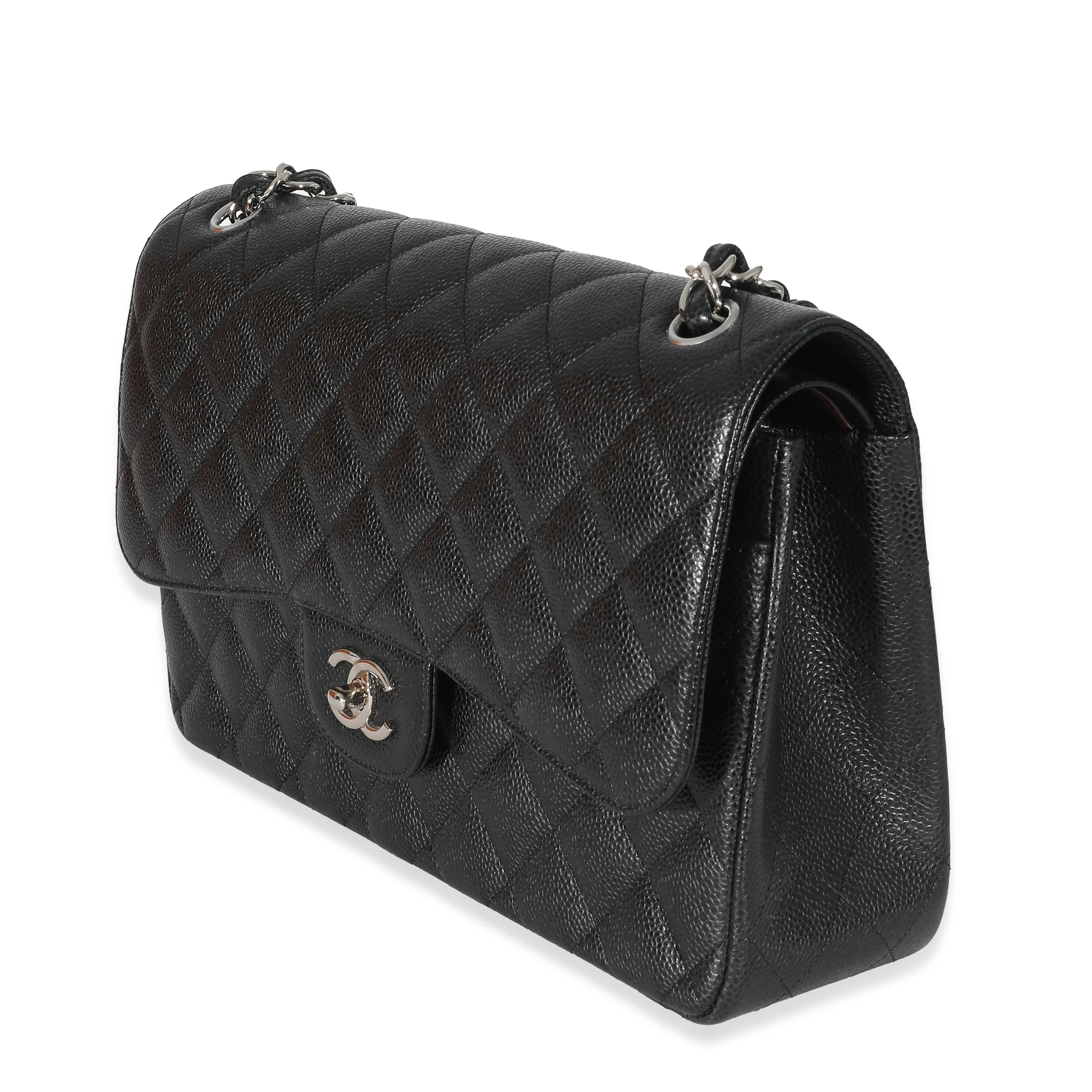 Chanel Black Quilted Caviar Jumbo Double Flap Bag - Image 2