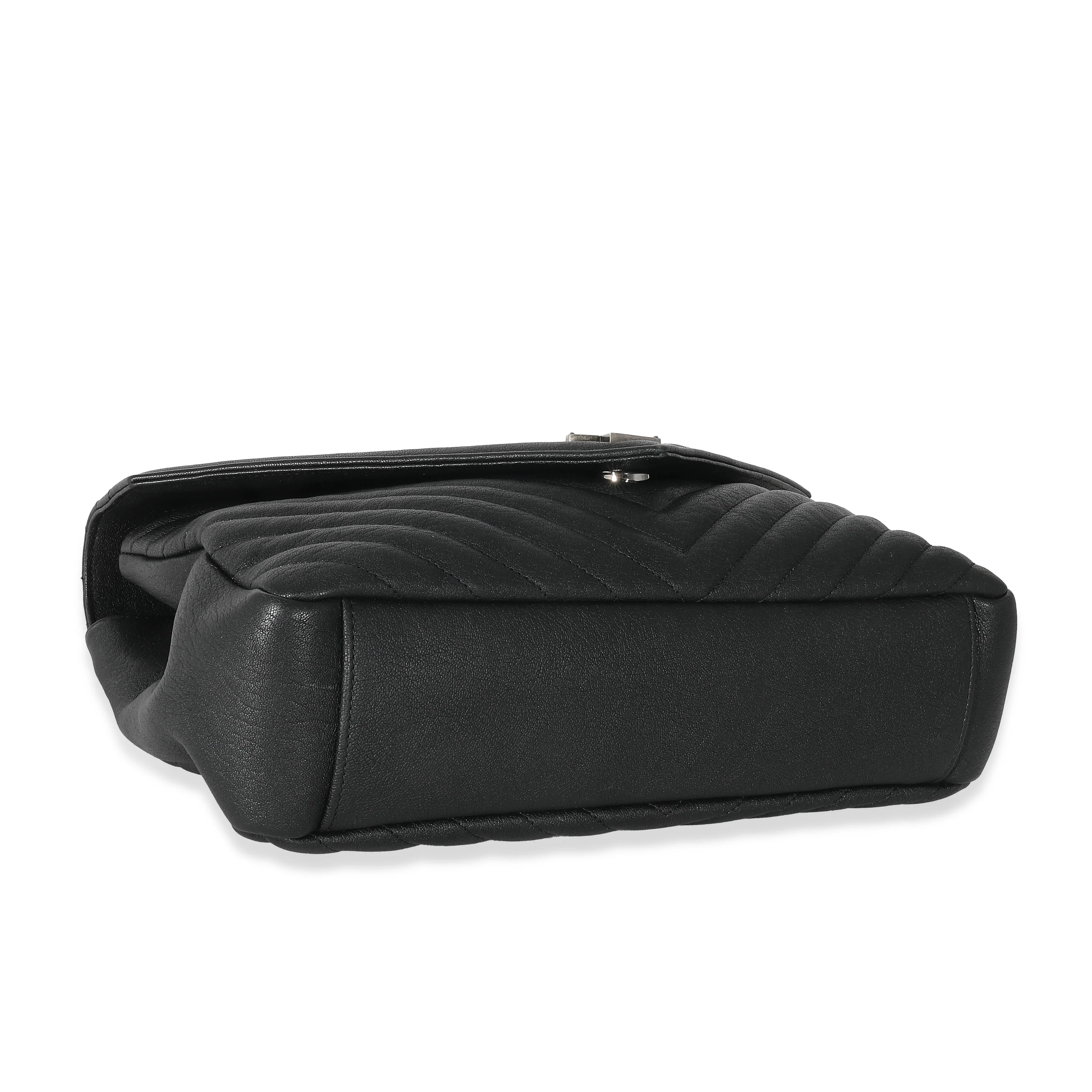 Saint Laurent Black Chevron Quilted Leather Monogram Large College Bag - Image 5
