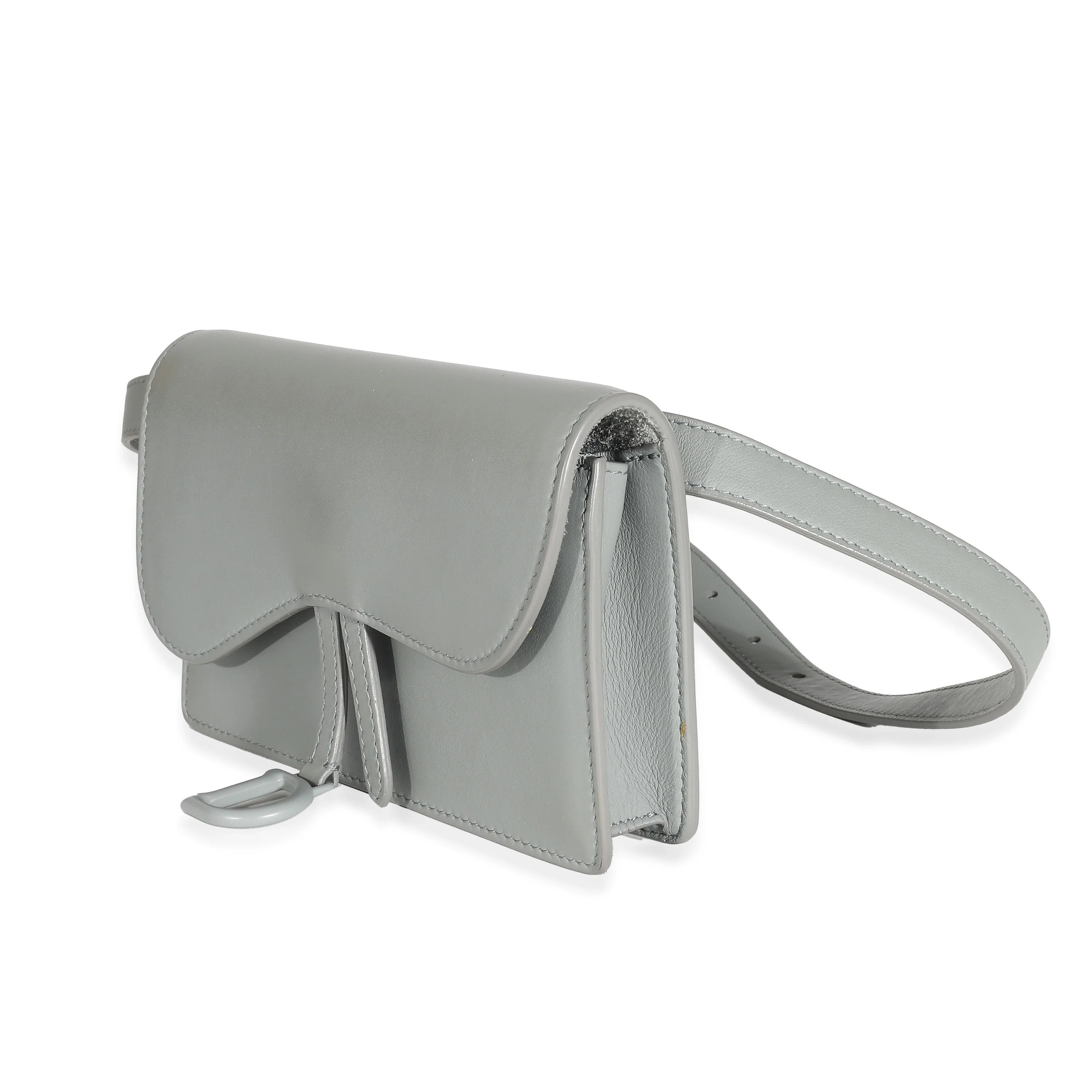 Grey Calfskin Saddle Belt Pouch - Image 2