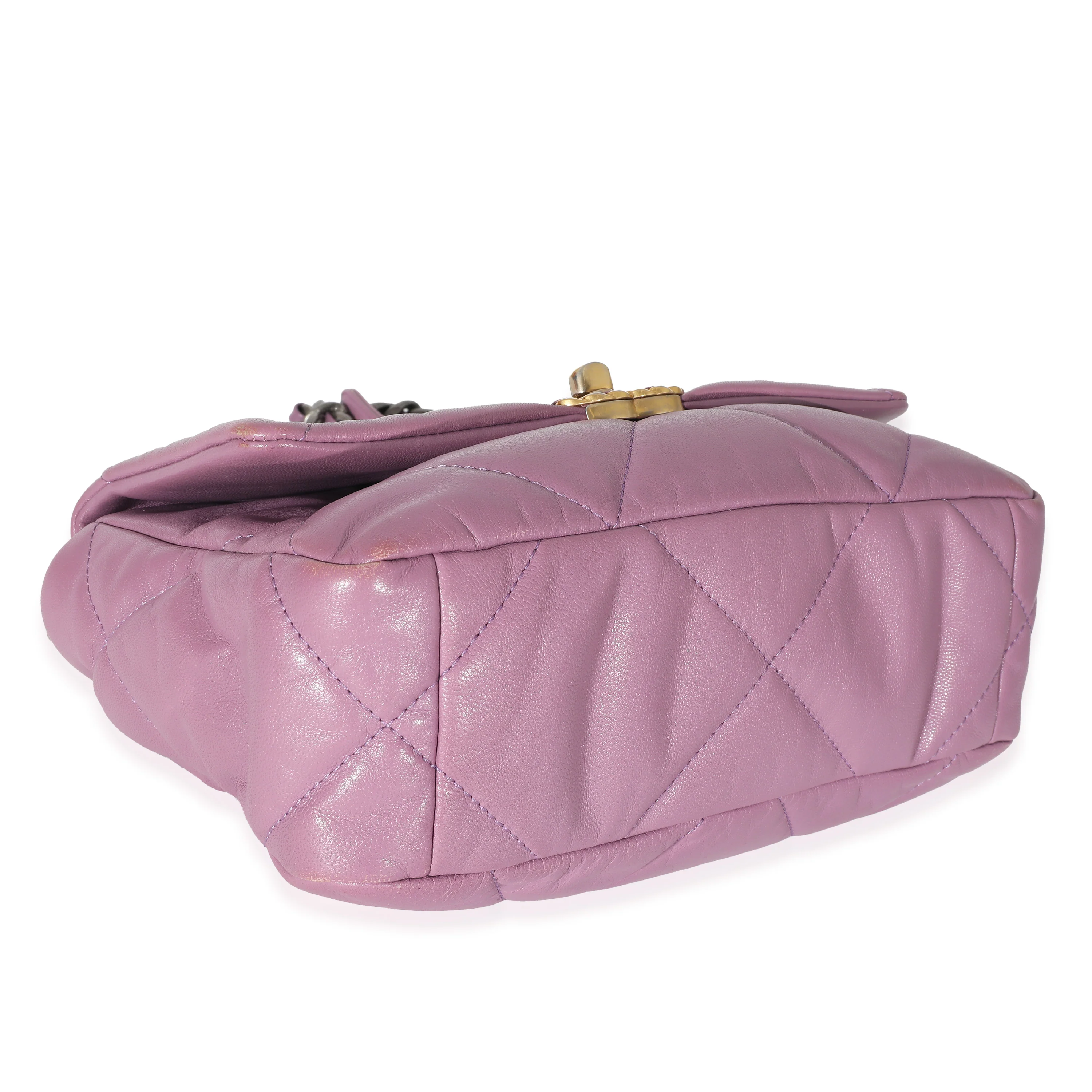 Chanel Purple Shiny Lambskin Chanel 19 Bag - Image 5