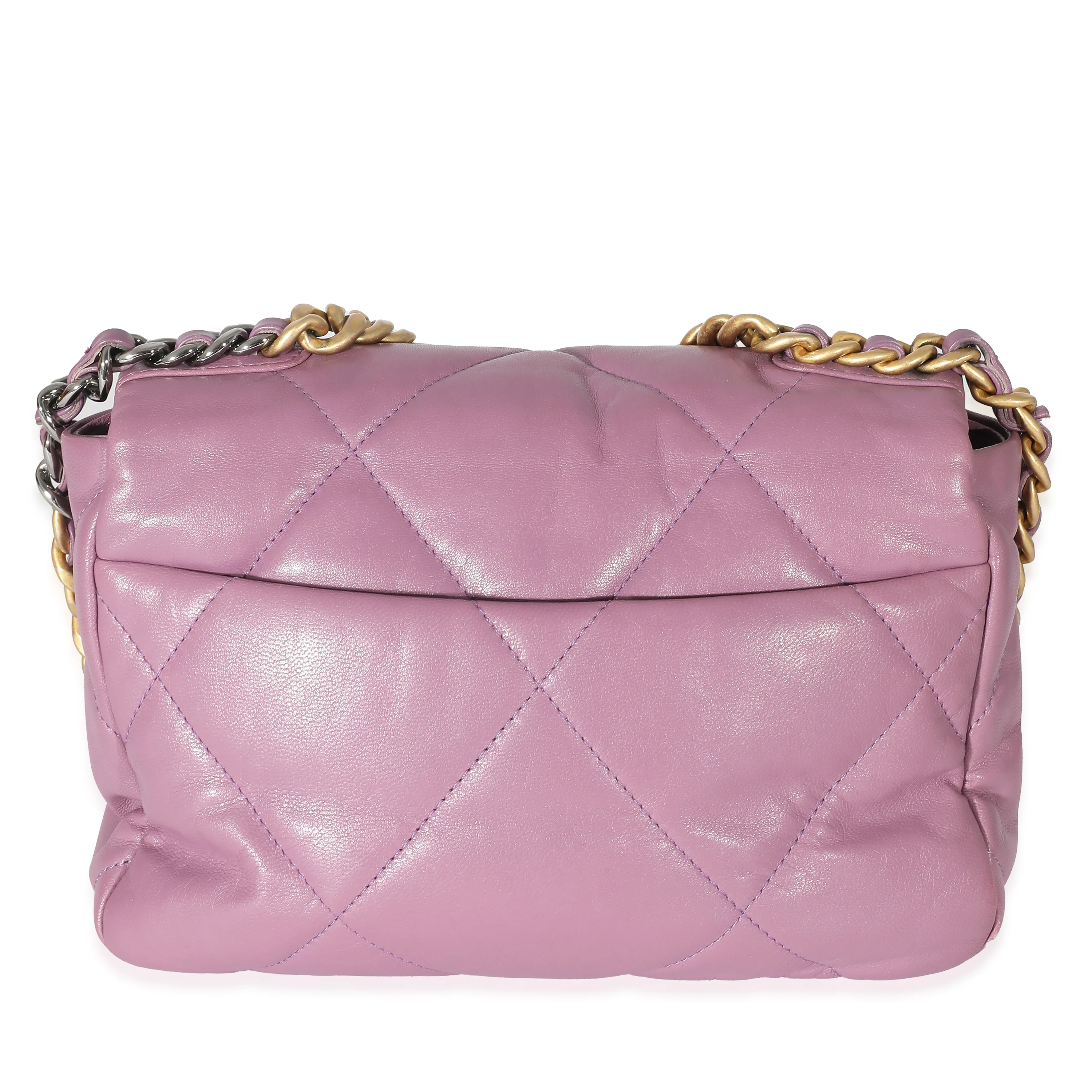 Chanel Purple Shiny Lambskin Chanel 19 Bag - Image 7