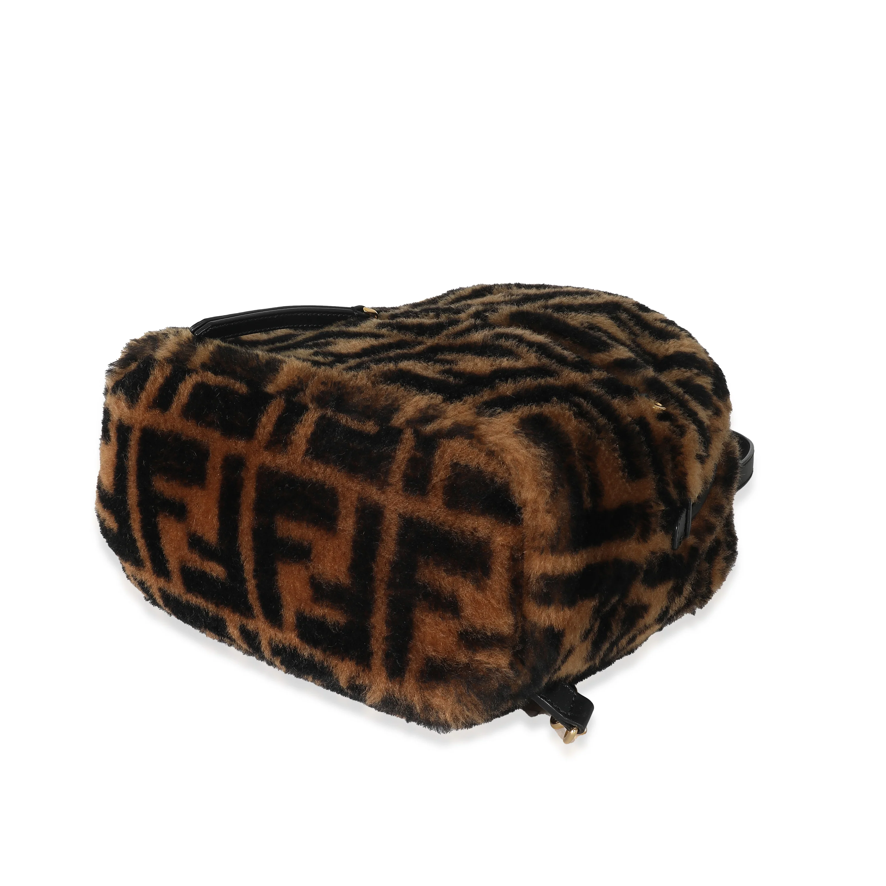 Fendi Tobacco Shearling Macro FF 1974 Mini Backpack - Image 3