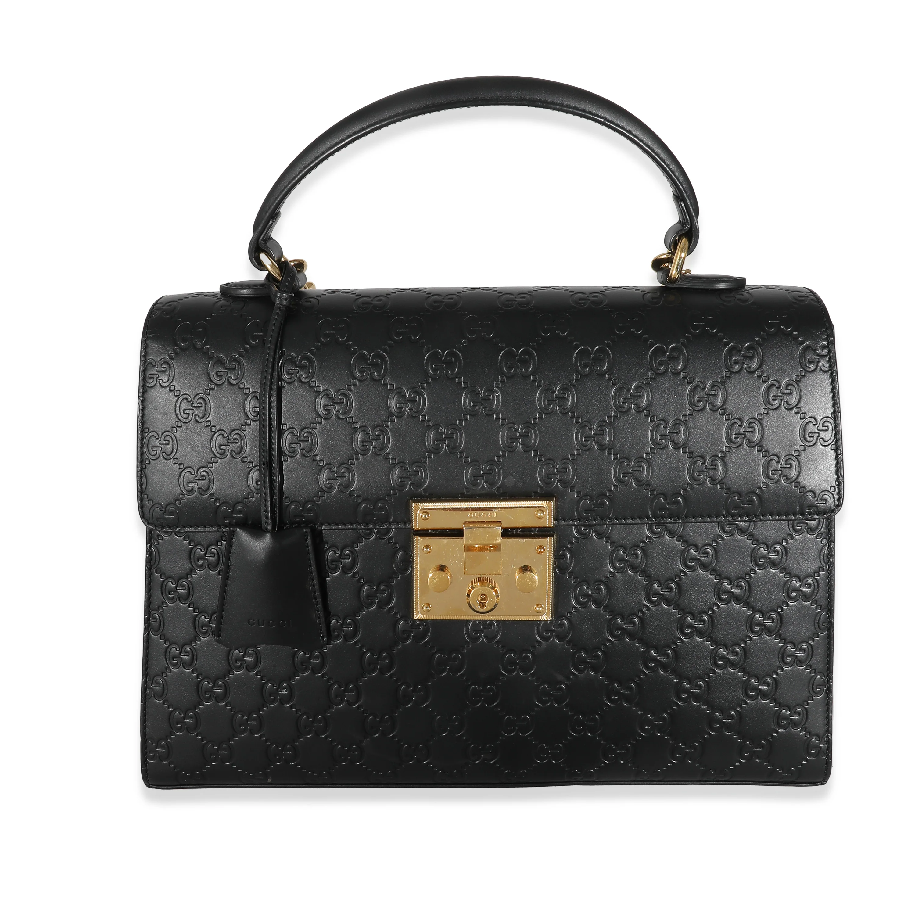 Gucci Black Guccissima Large Padlock Top Handle Bag