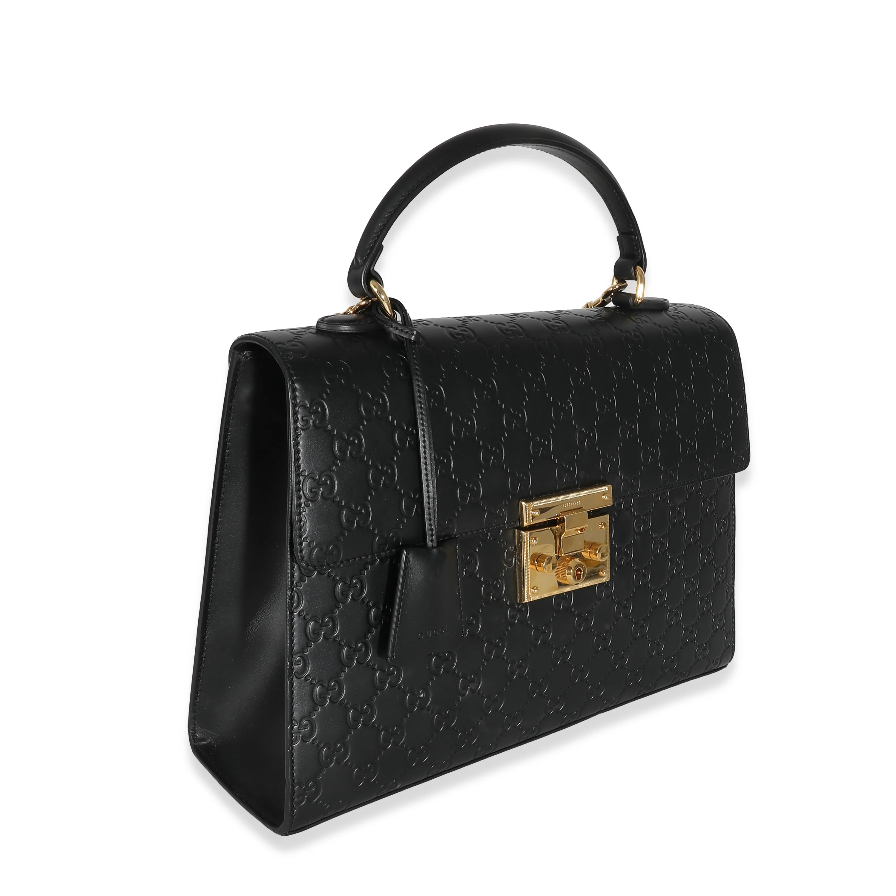 Gucci Black Guccissima Large Padlock Top Handle Bag - Image 3