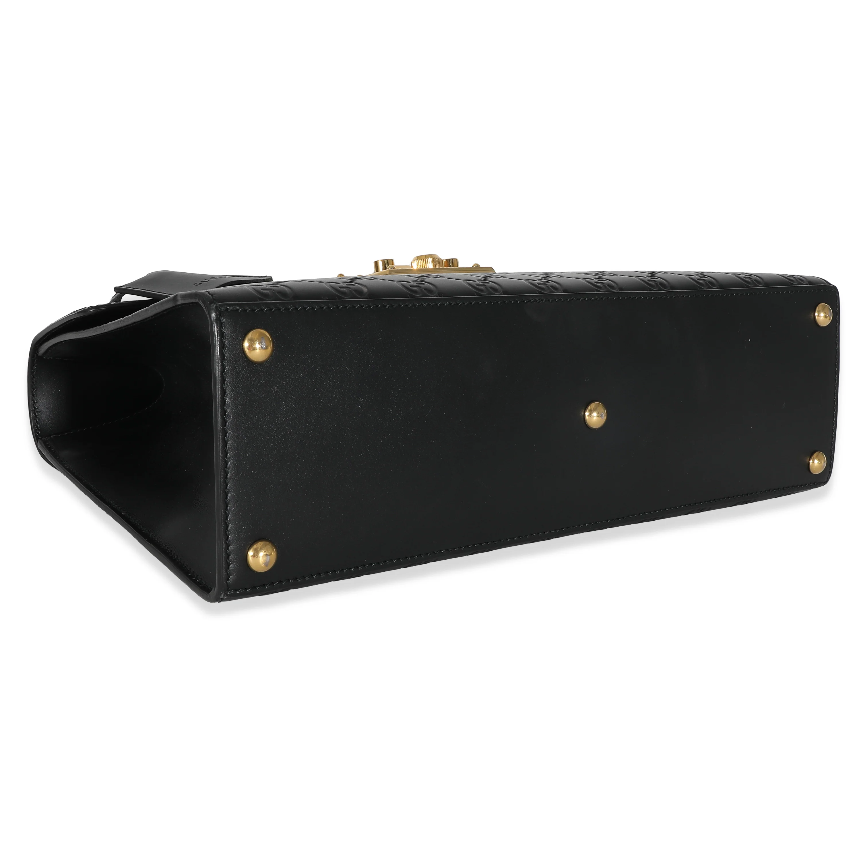 Gucci Black Guccissima Large Padlock Top Handle Bag - Image 4