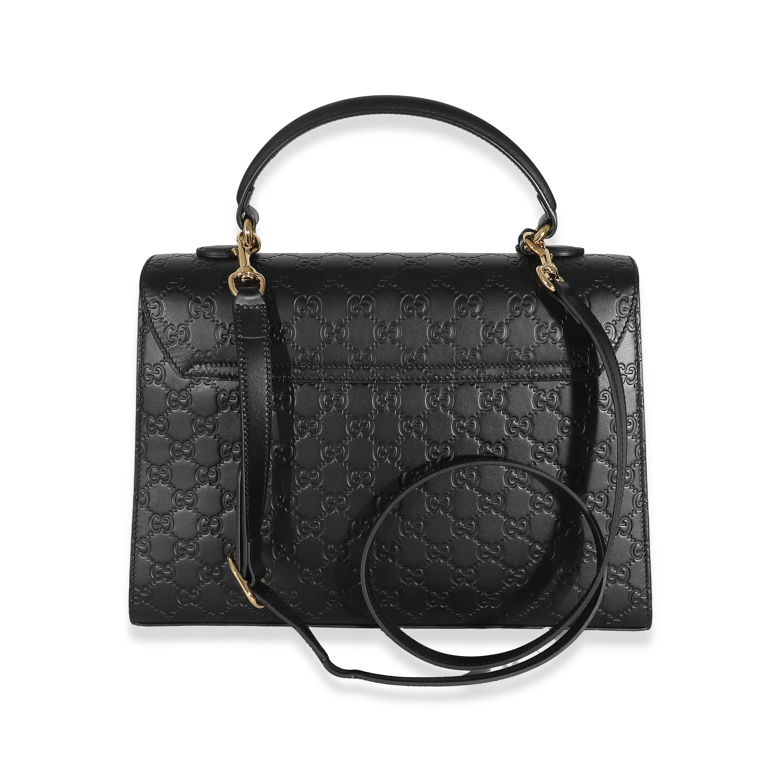 Gucci Black Guccissima Large Padlock Top Handle Bag - Image 5