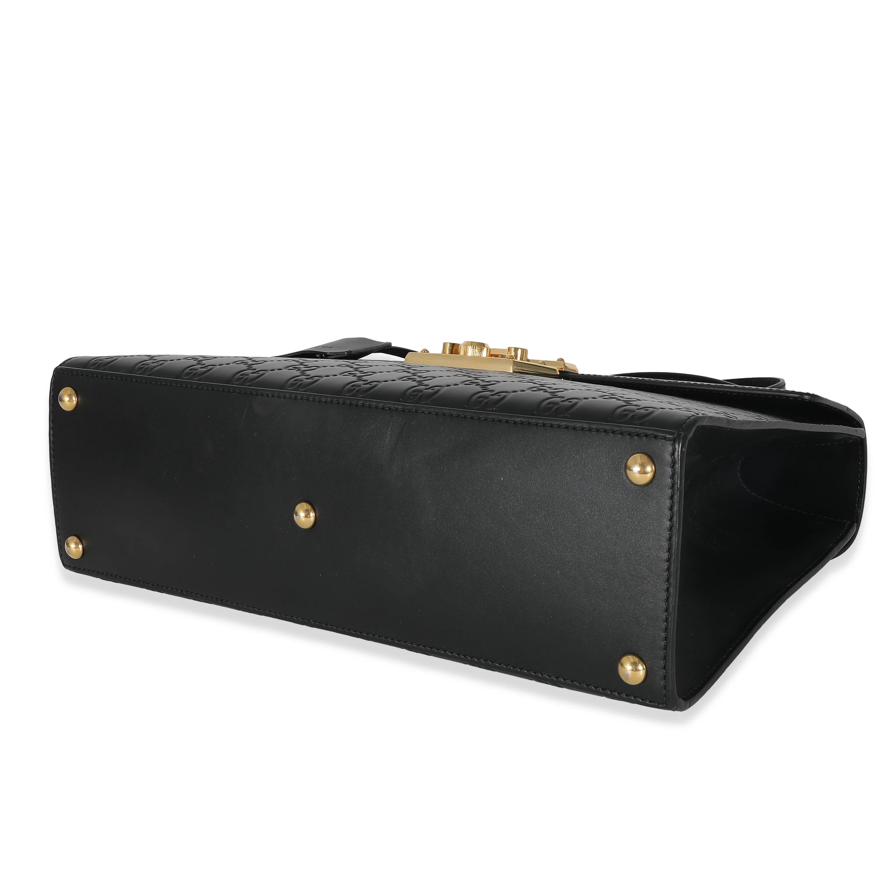 Gucci Black Guccissima Large Padlock Top Handle Bag - Image 6