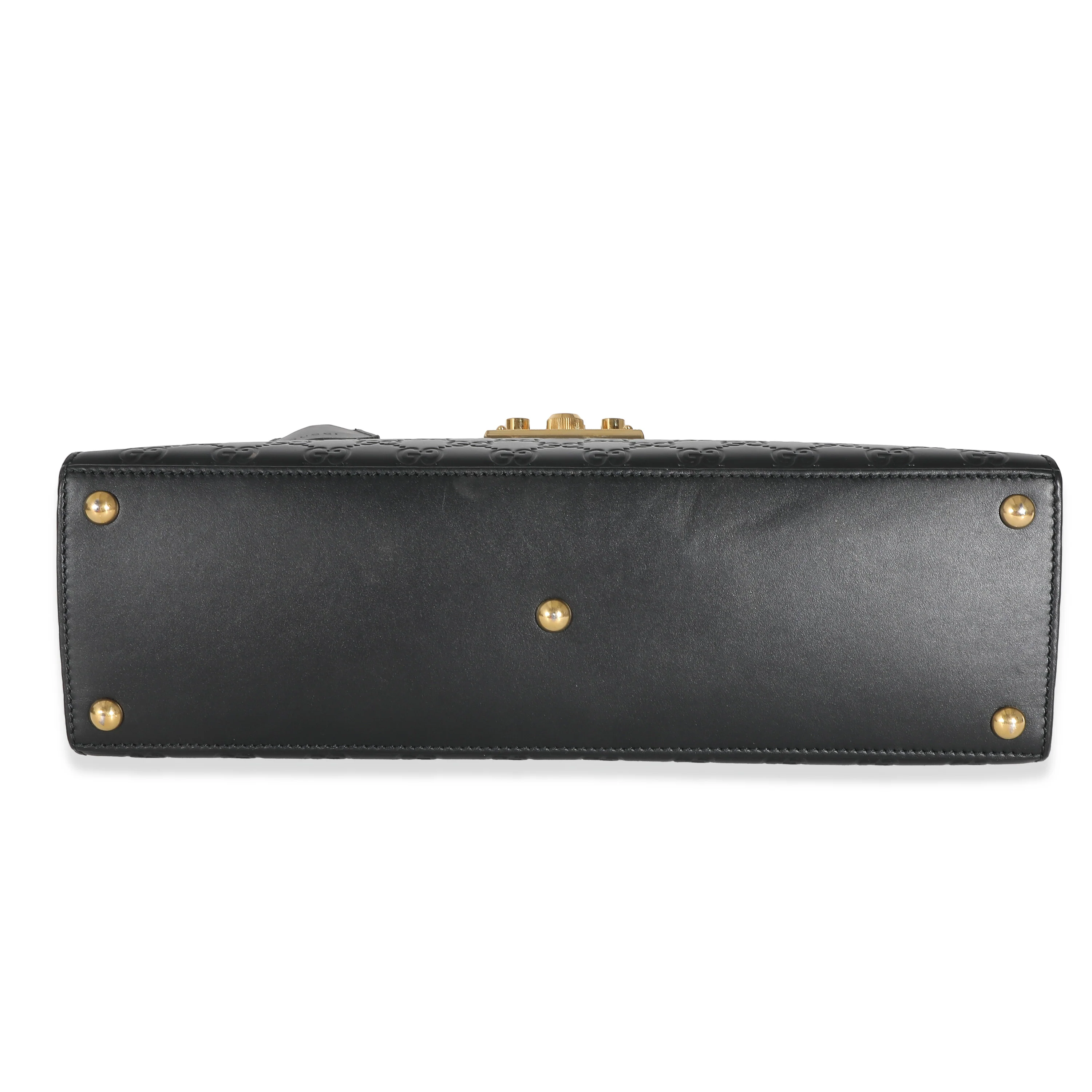Gucci Black Guccissima Large Padlock Top Handle Bag - Image 7