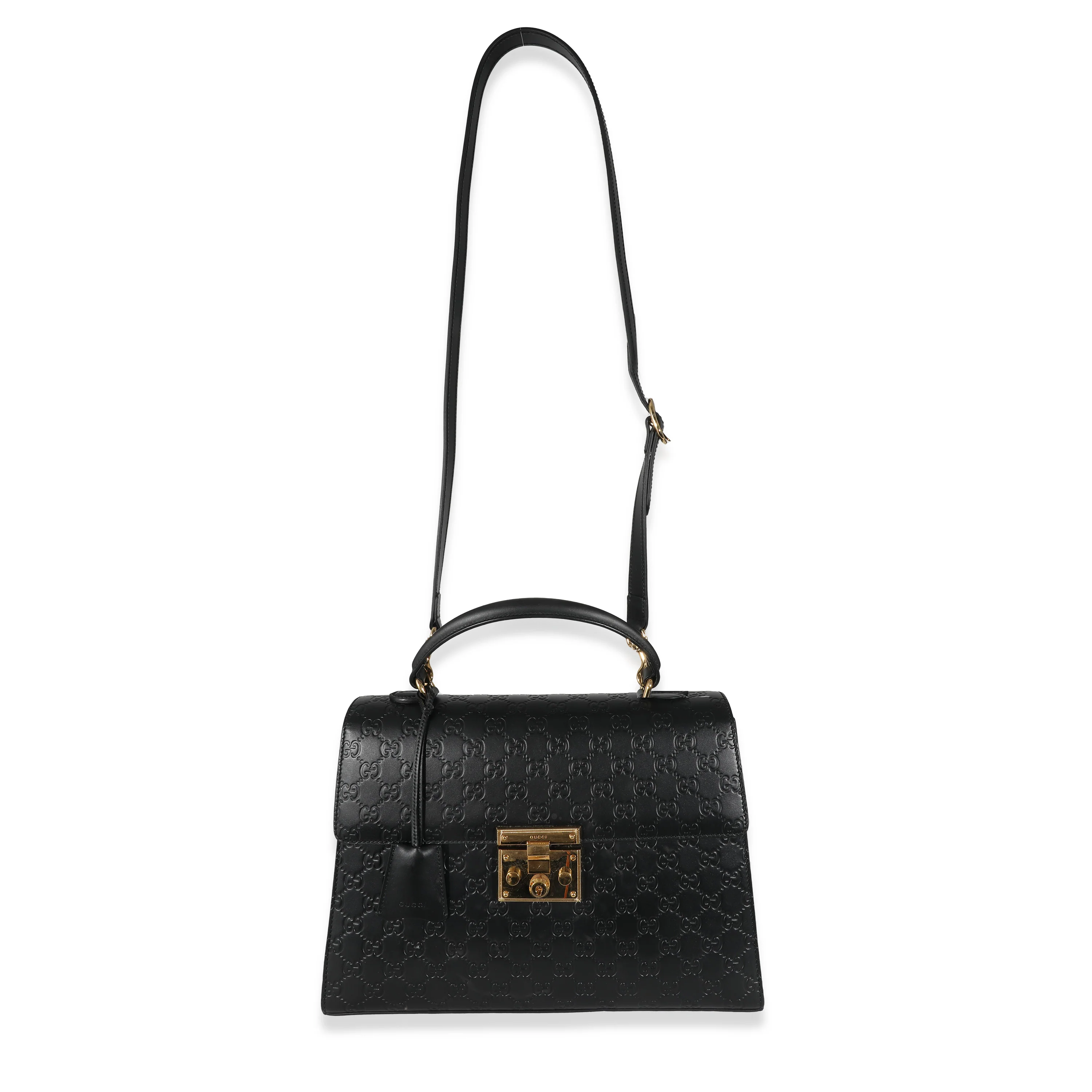 Gucci Black Guccissima Large Padlock Top Handle Bag - Image 8