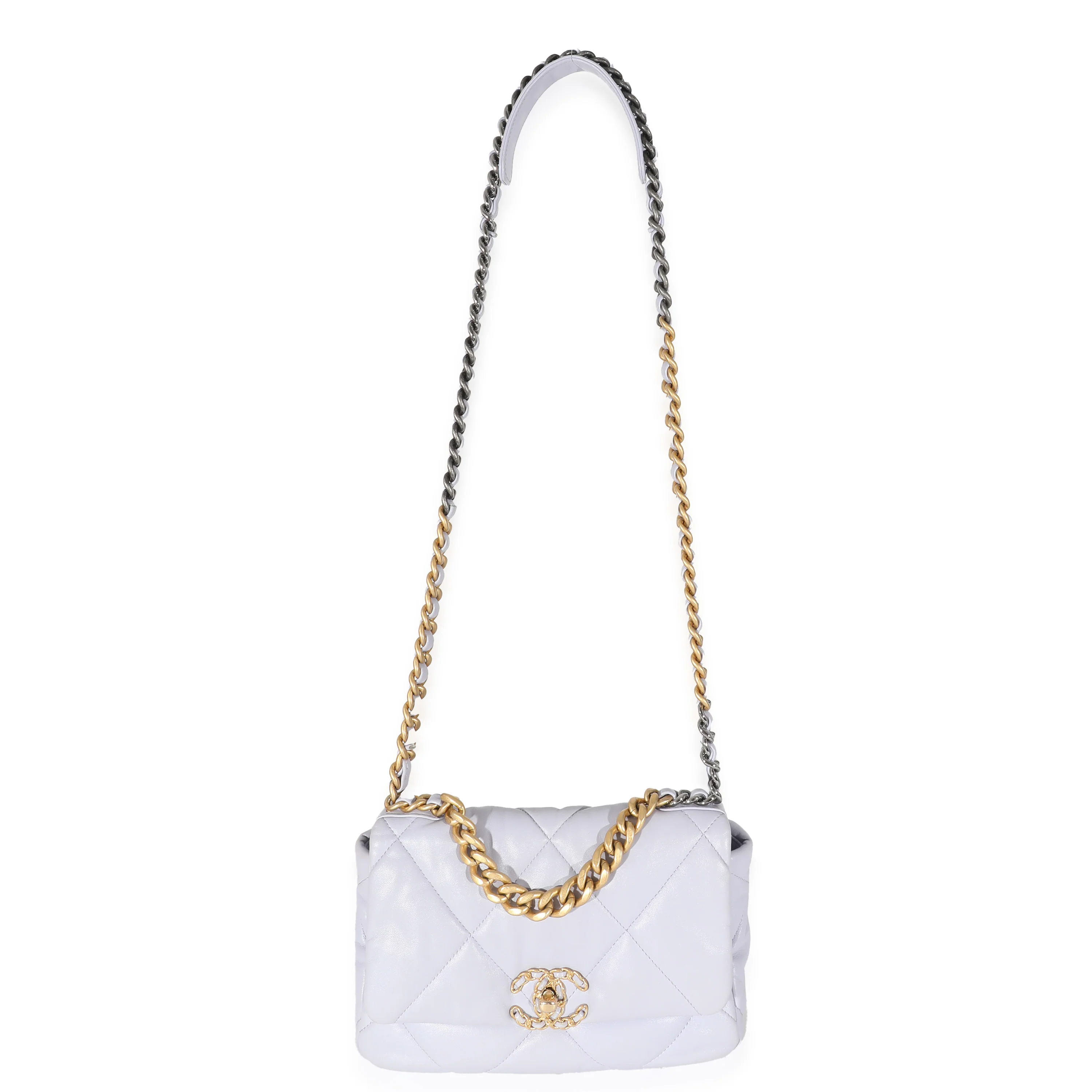 Chanel 21k Light Purple Shiny Lambskin Small Chanel 19 Flap Bag - Image 4